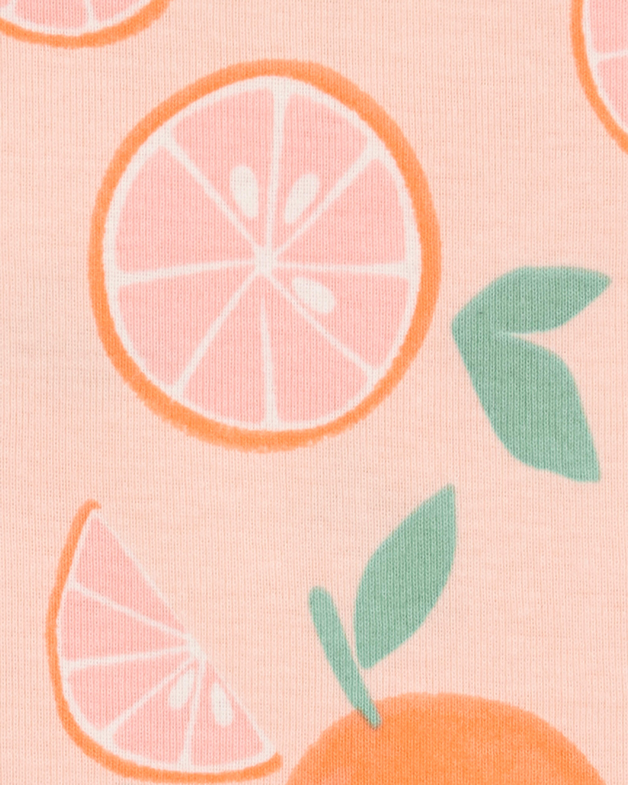 Toddler Orange Print Snug Fit Cotton 4-Piece Pyjamas