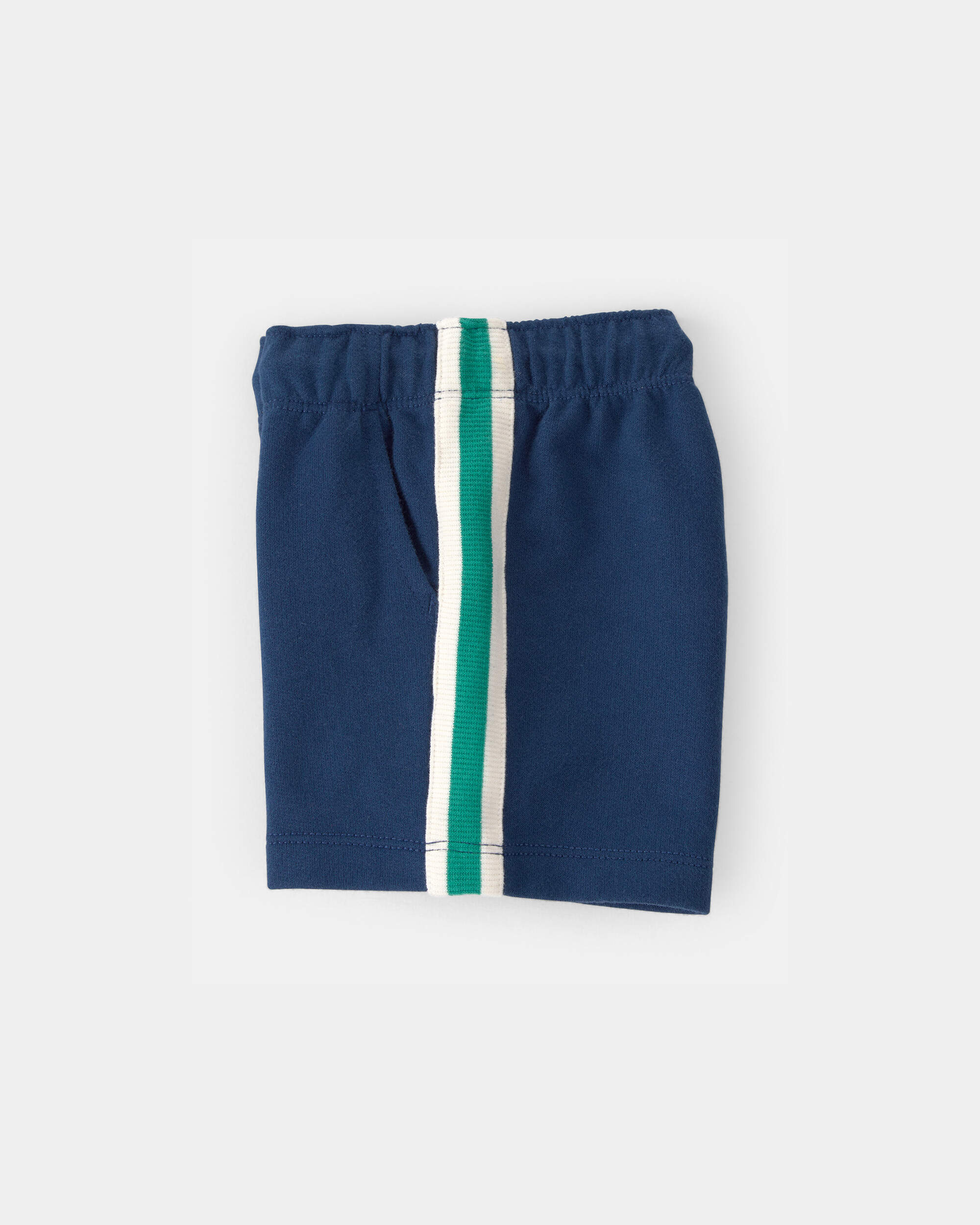 Baby Boy Striped French Terry Shorts - Blue/Green