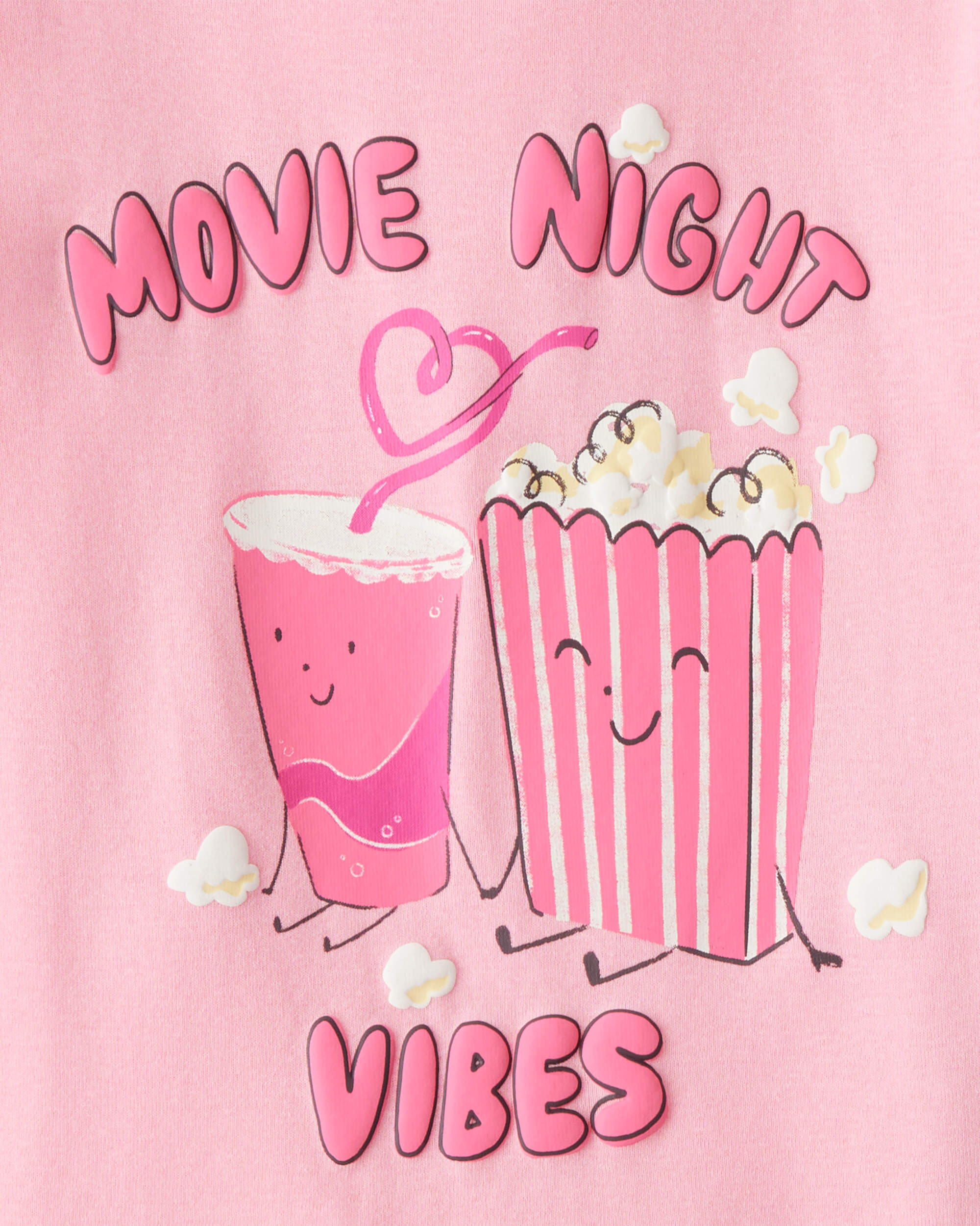Girls Movie Print 100% Cotton Long-Sleeve 4-Piece Pyjamas - Black/Pink