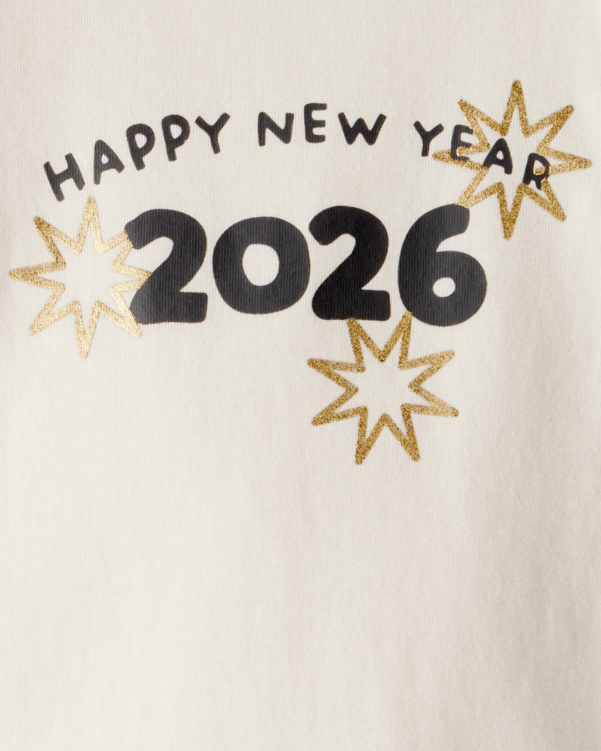 Baby New Year's Long-Sleeve Graphic Bodysuit - Cream