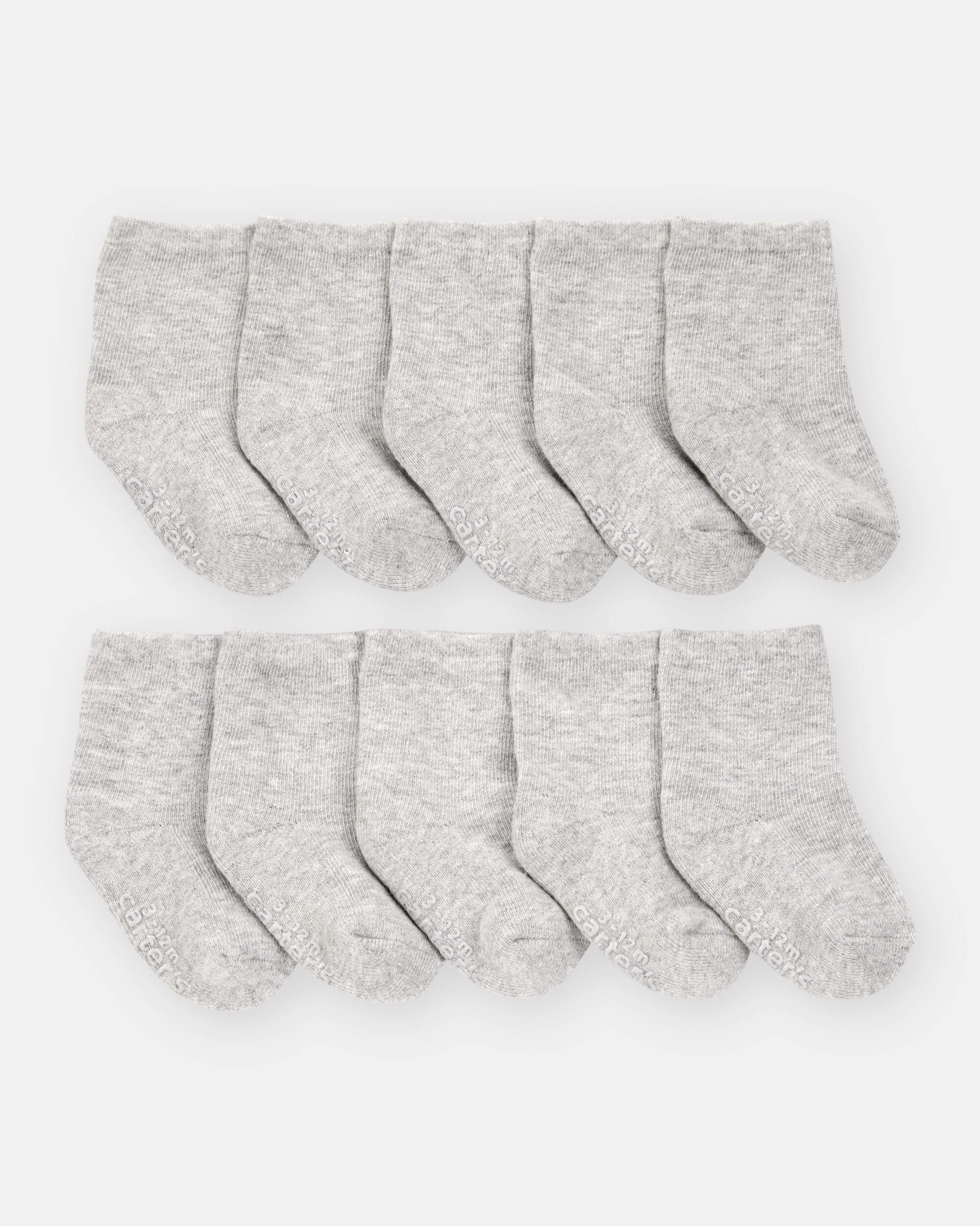Baby Boy 10-Pack Crew Socks - Grey