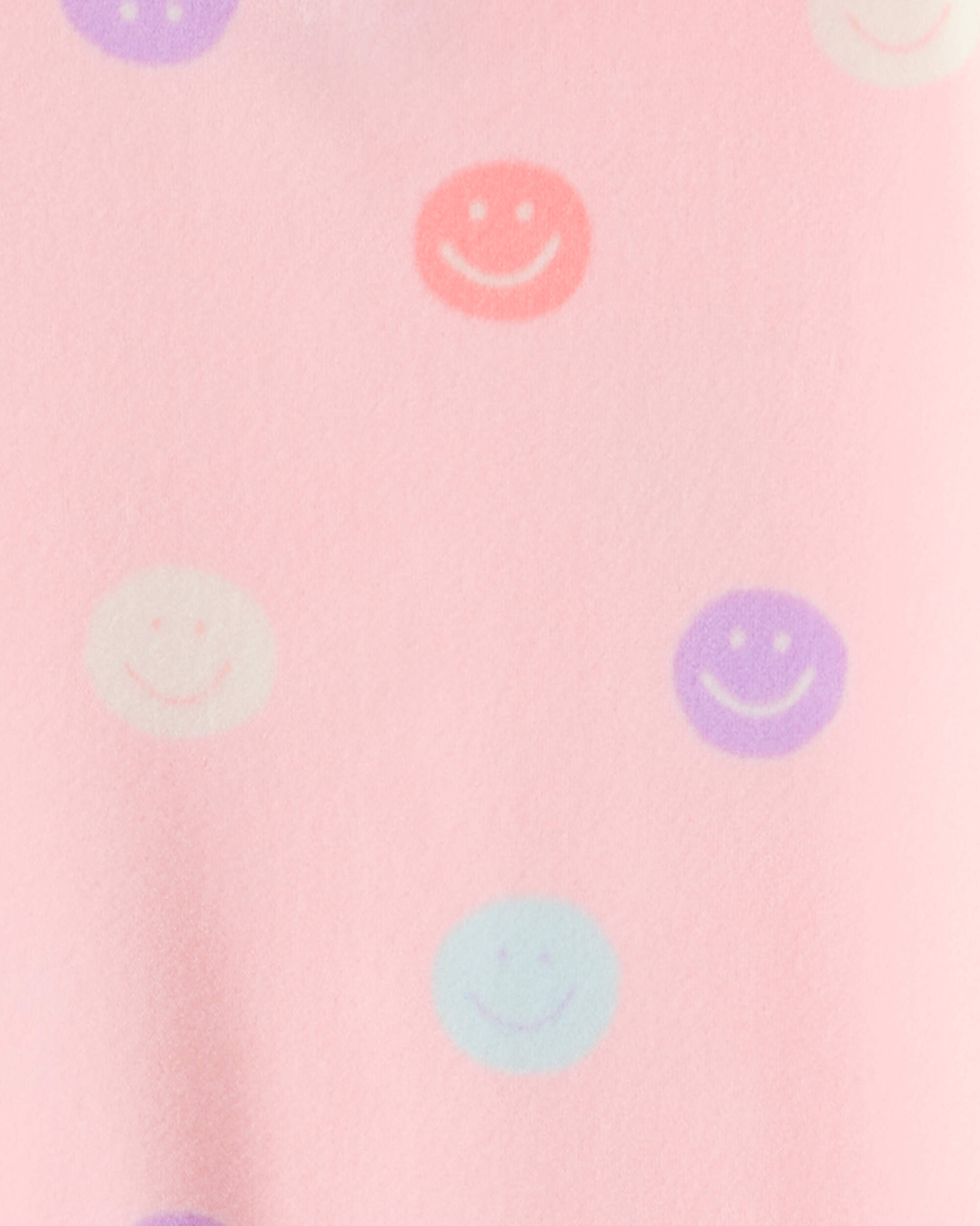 Girls Smiley Face Print DreamPlush Long-Sleeve Snug Fit 2-Piece Pyjamas - Pink