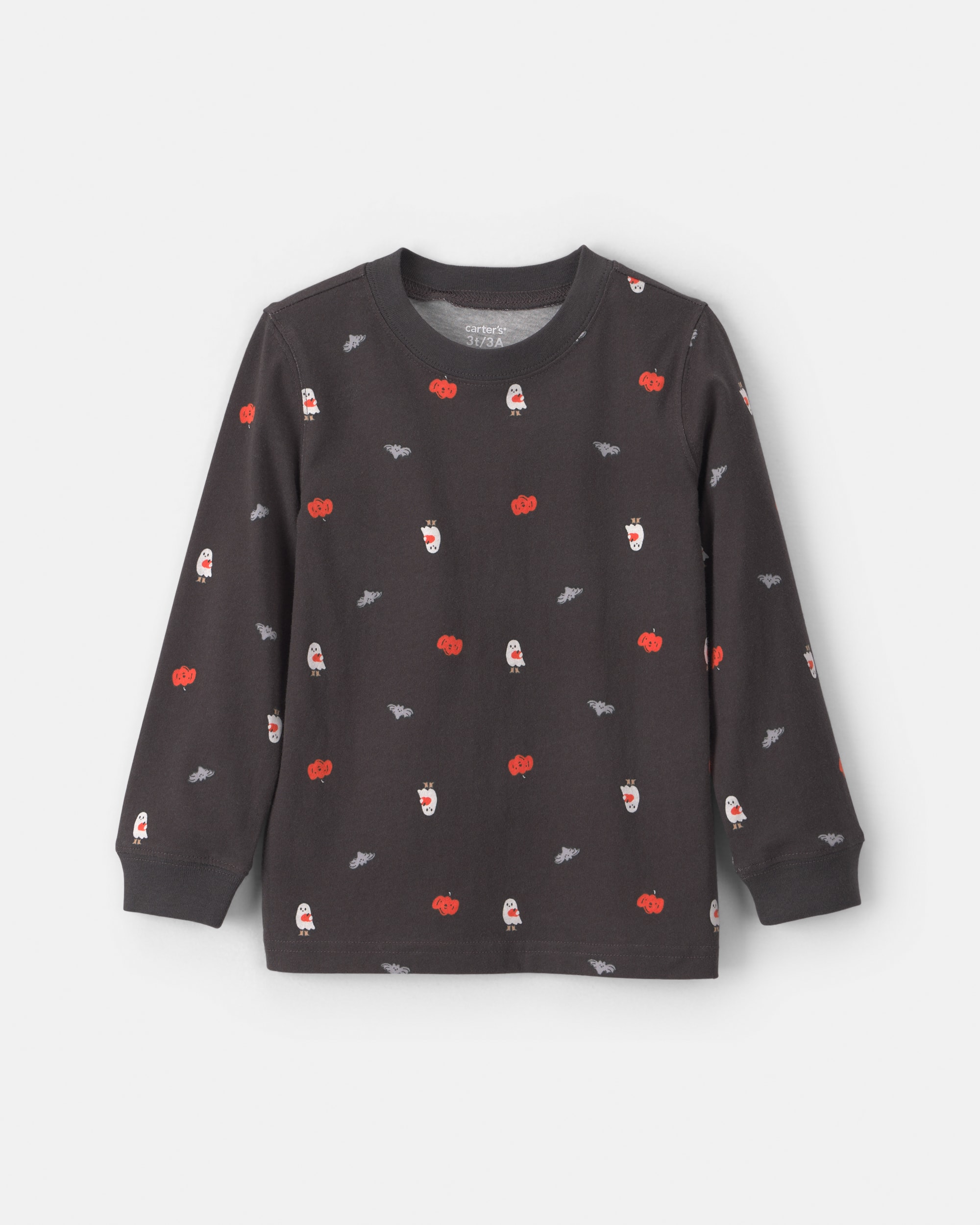 Toddler Boy Pumpkin Halloween Long-Sleeve T-Shirt - Grey