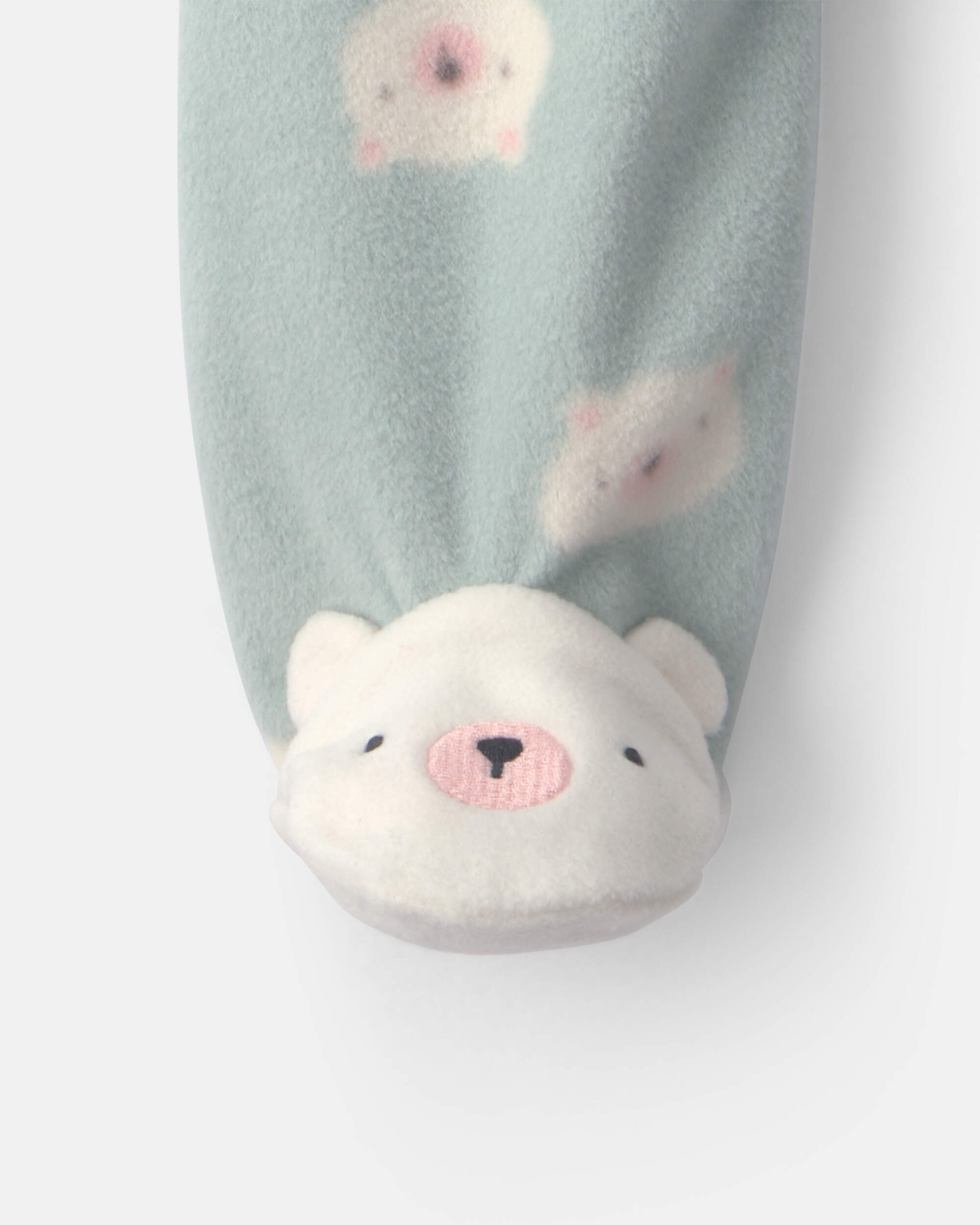 Baby Girl Bear Fleece 2-Way Zip Sleeper - Green