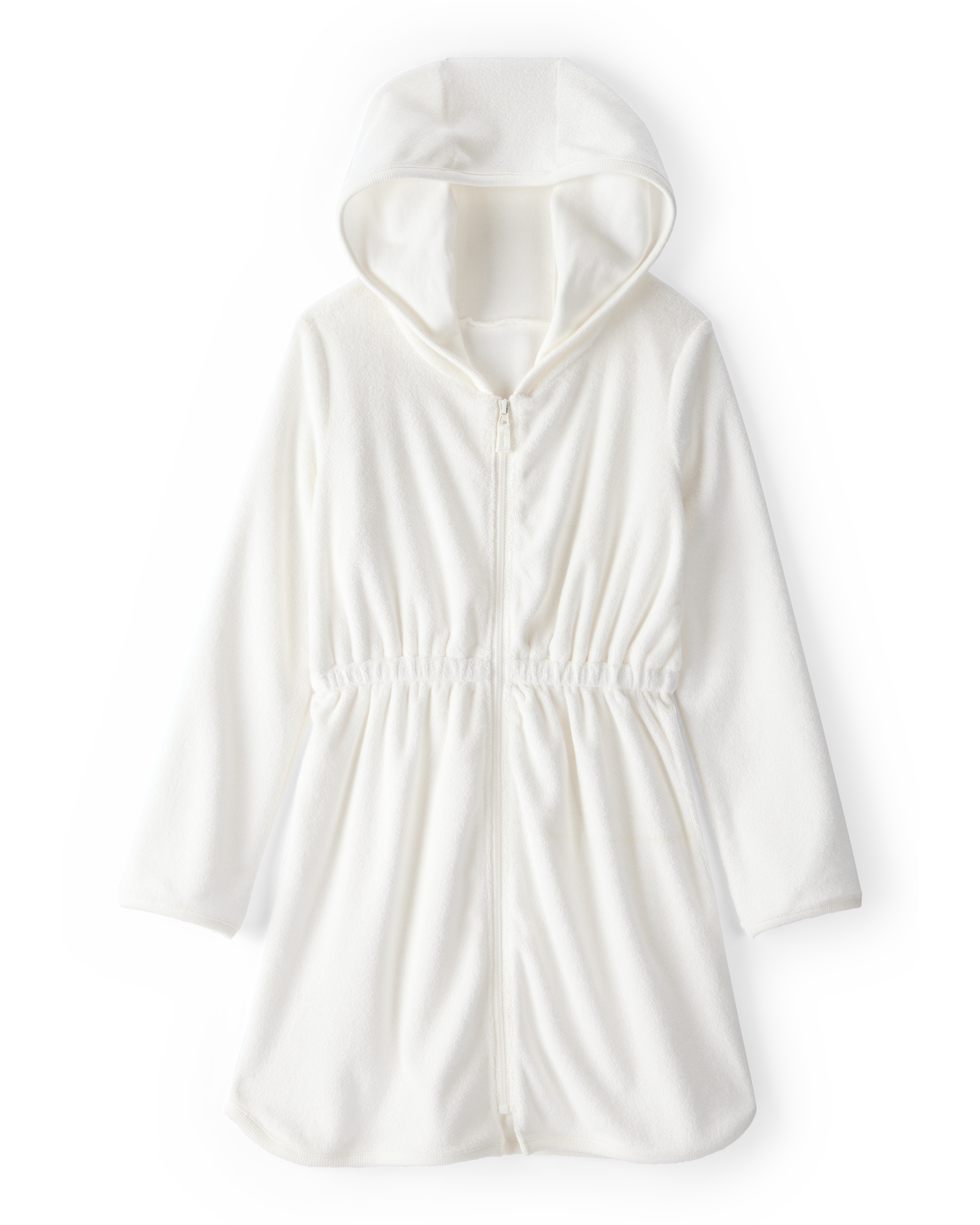 Girls Hooded Terry Cloth Swim Cover-Up Dress - White