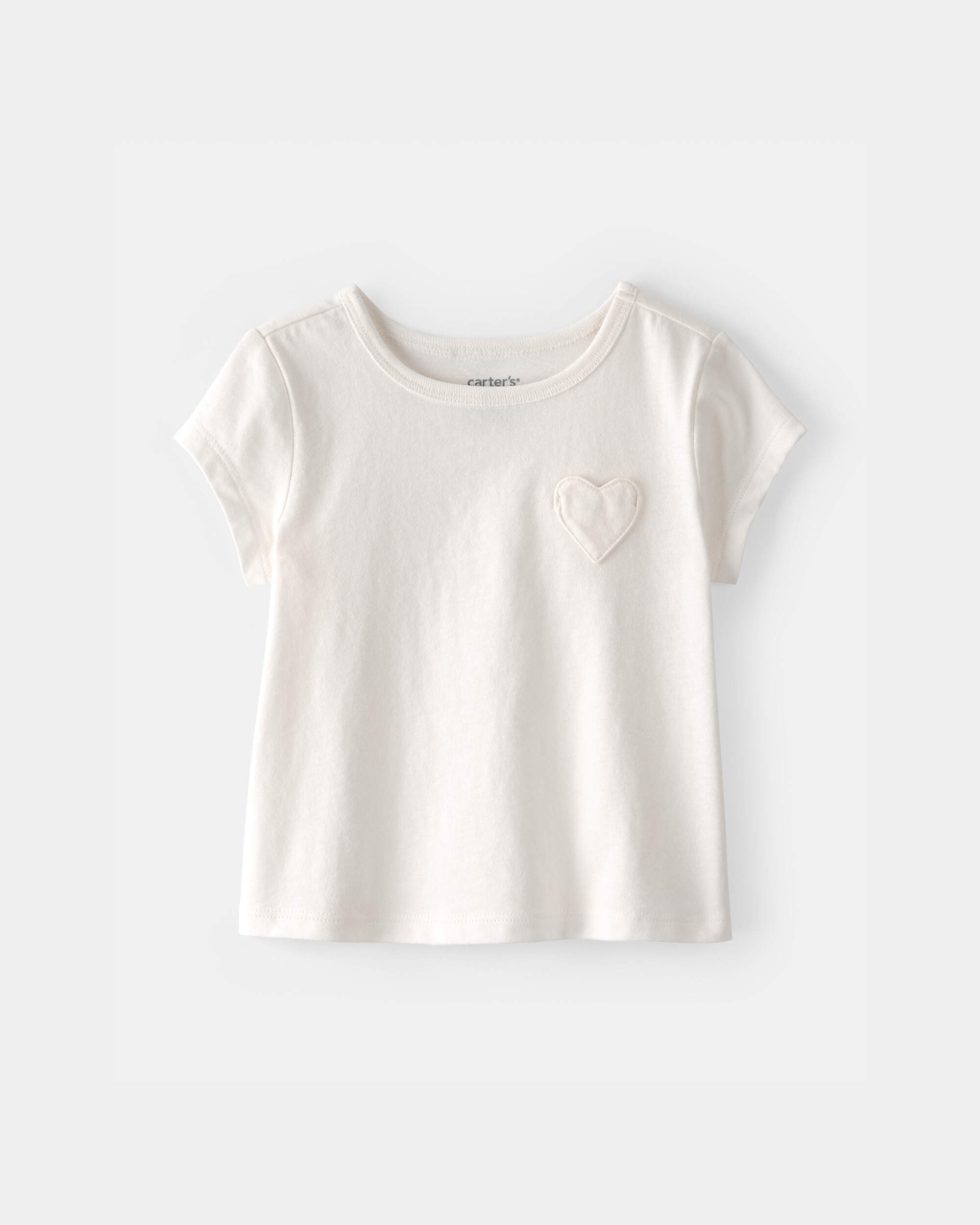 Baby Girl Heart Pocket Top - Ivory