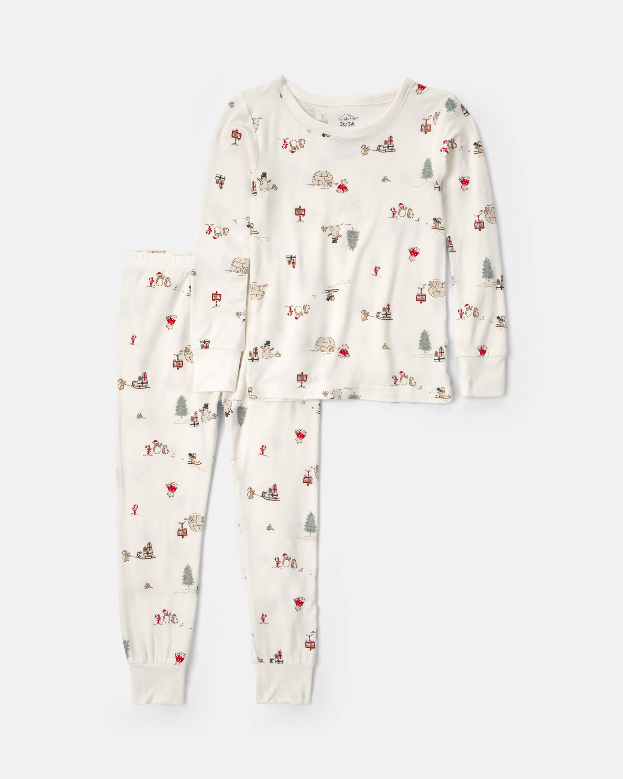Toddler 2-Piece North Pole Christmas PurelySoft™ Snug Fit Pyjama Set - Cream