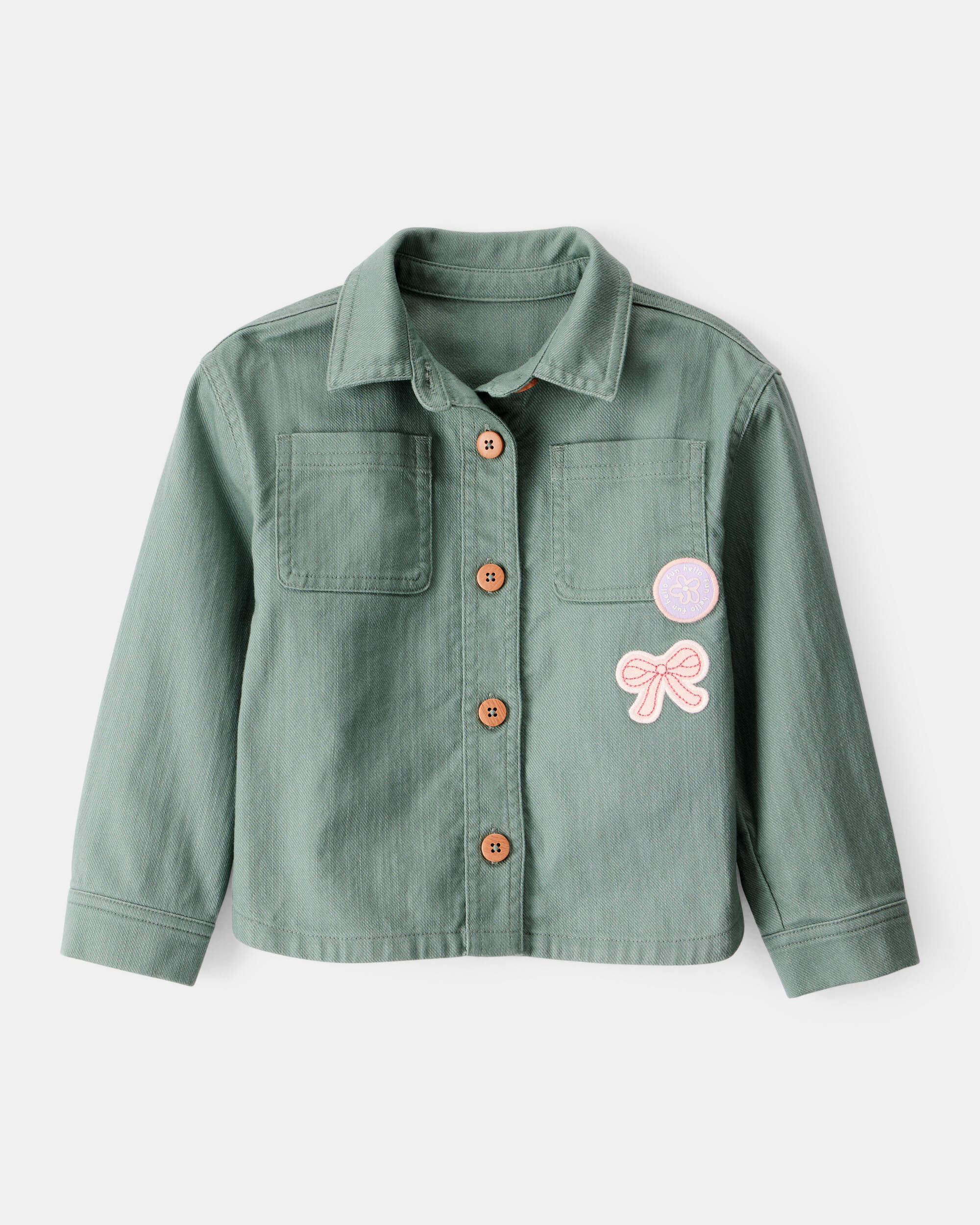 Toddler Girl Patchwork Cotton Long-Sleeve Utility Fashion Jacket - Green