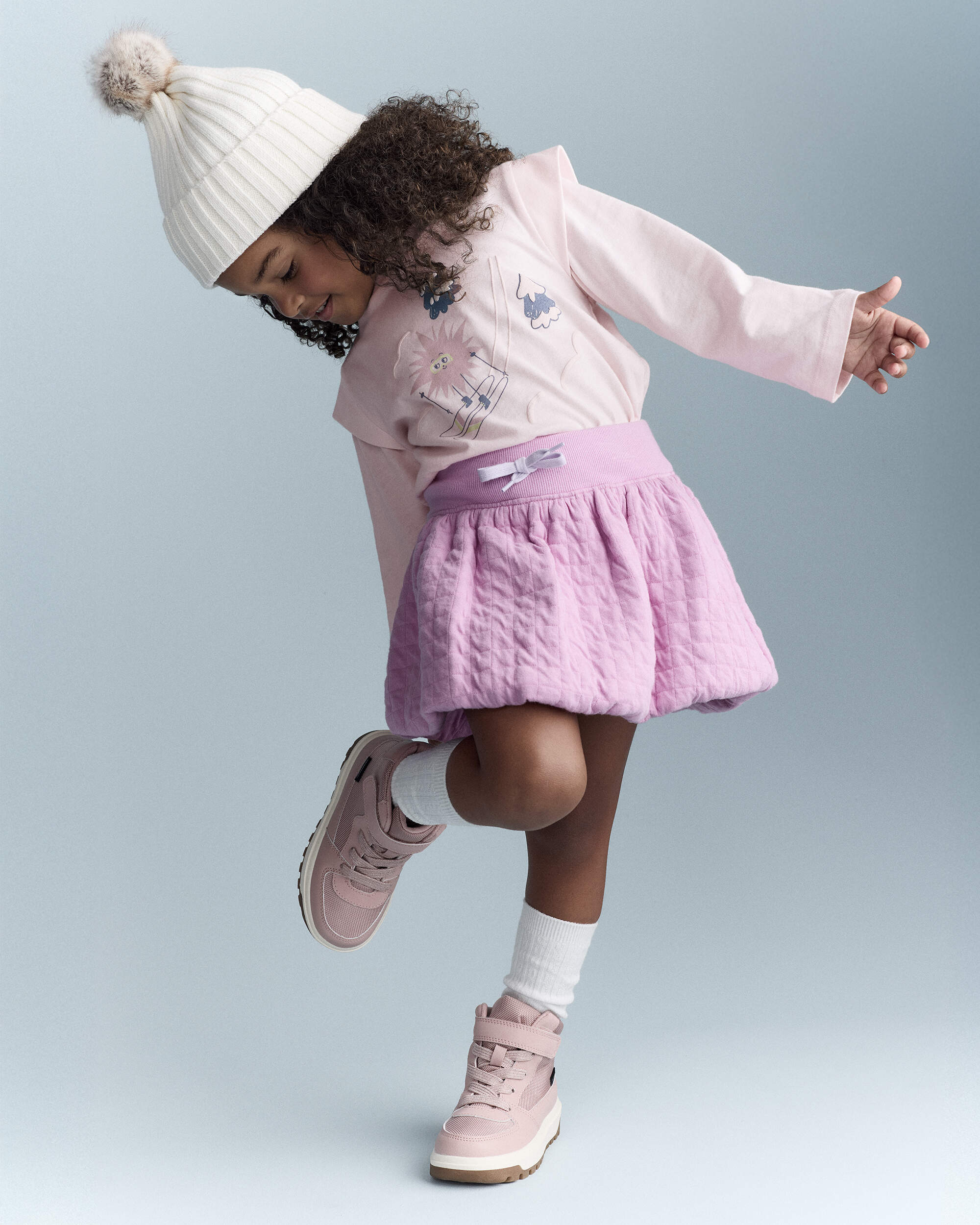 Toddler Girl Skiing Squish Long-Sleeve Top - Ivory