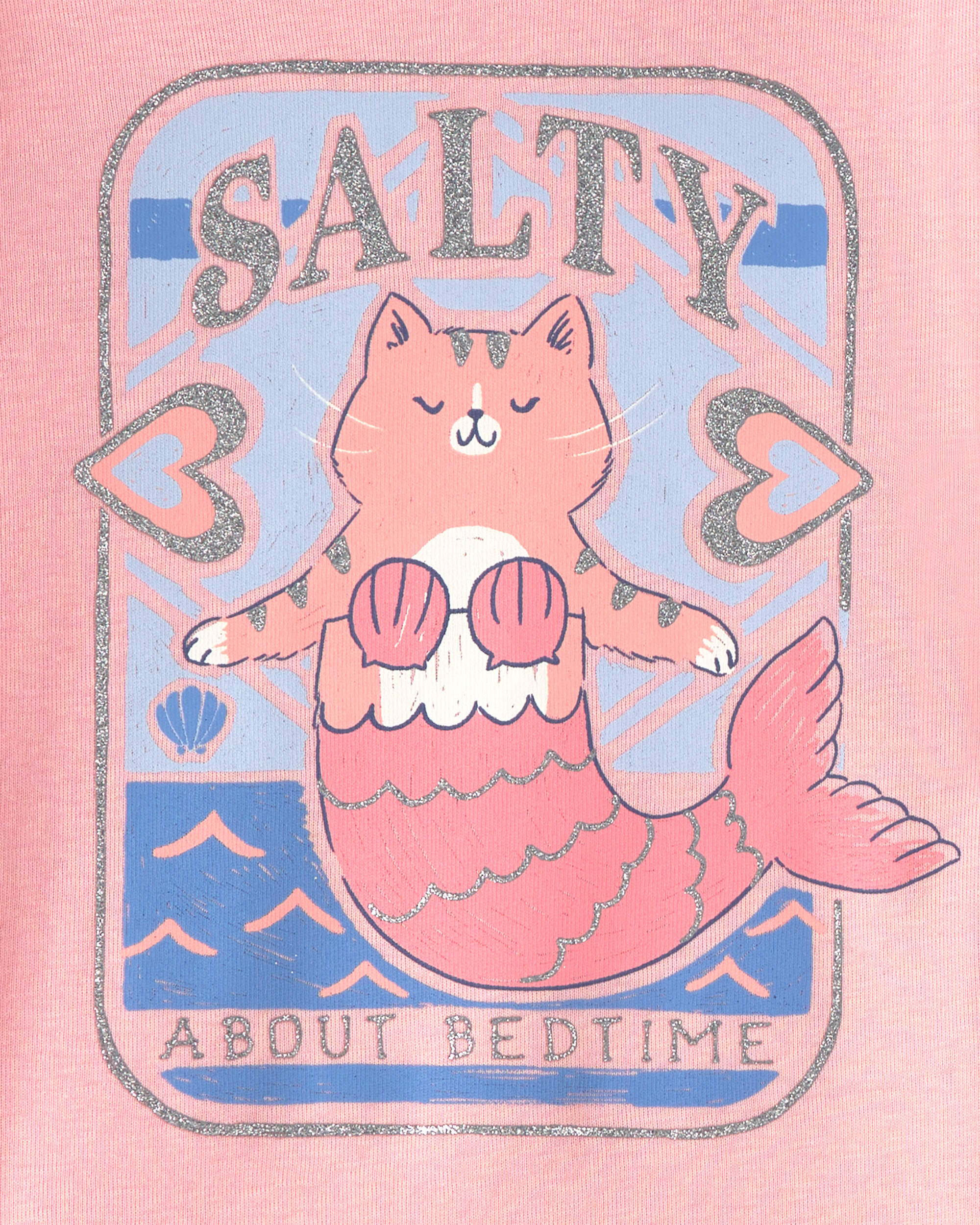 Baby Girl Mermaid Cat 100% Cotton Snug Fit 4-Piece Pajama Set - Pink/Ivory