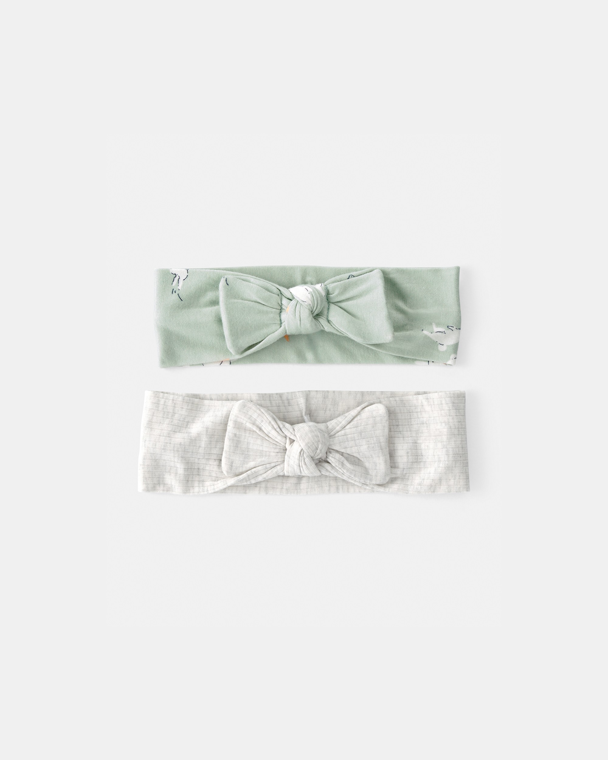 Baby Girl 2-Pack Bunny Headwraps - Green/Ivory
