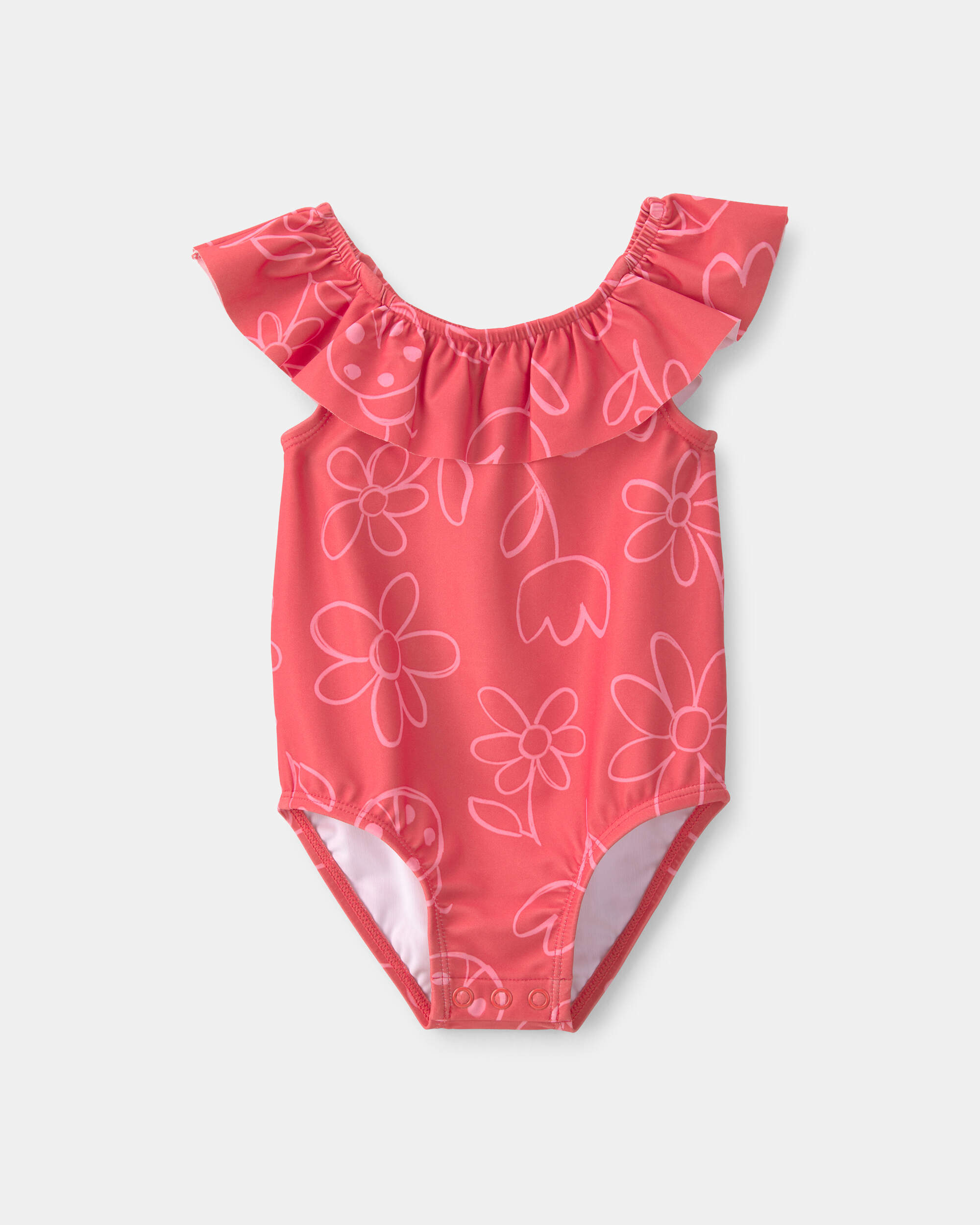 Baby Girl Floral 1-Piece Swimsuit - Red