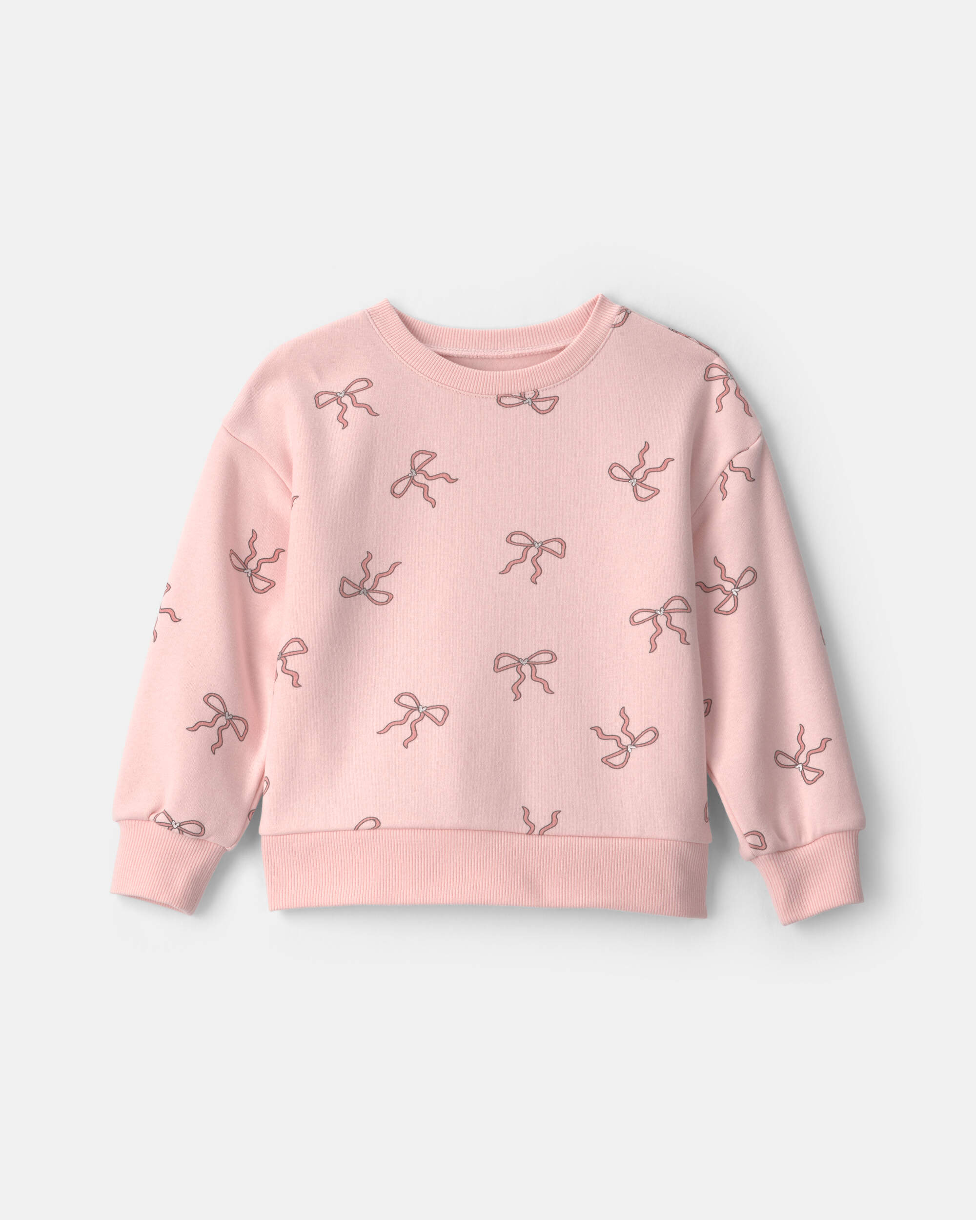 Toddler Girl Bow Pullover Sweatshirt - Pink