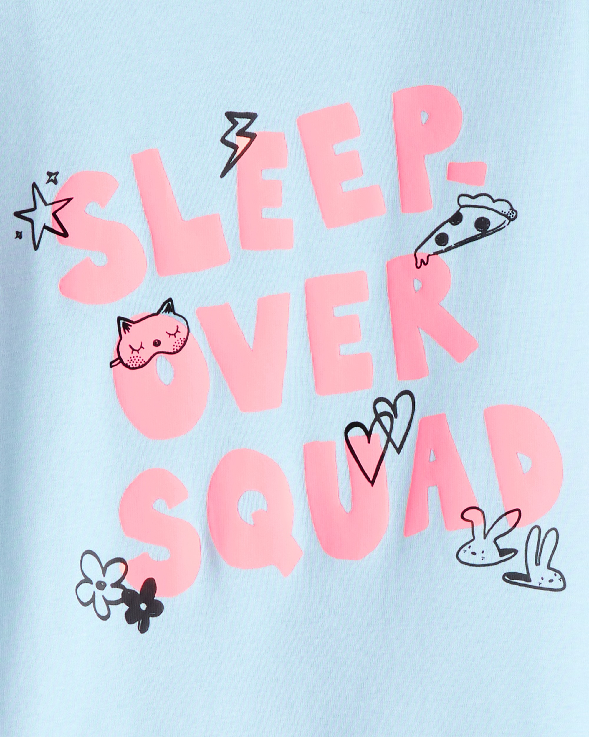 Girls 100% Cotton Snug Fit 4-Piece Pyjamas - Blue/White