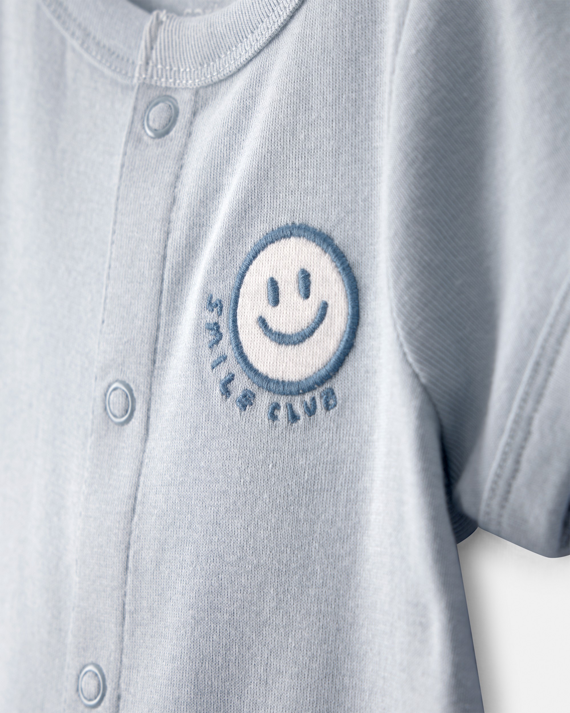 Baby Smile Club' Short-Sleeve Romper - Blue