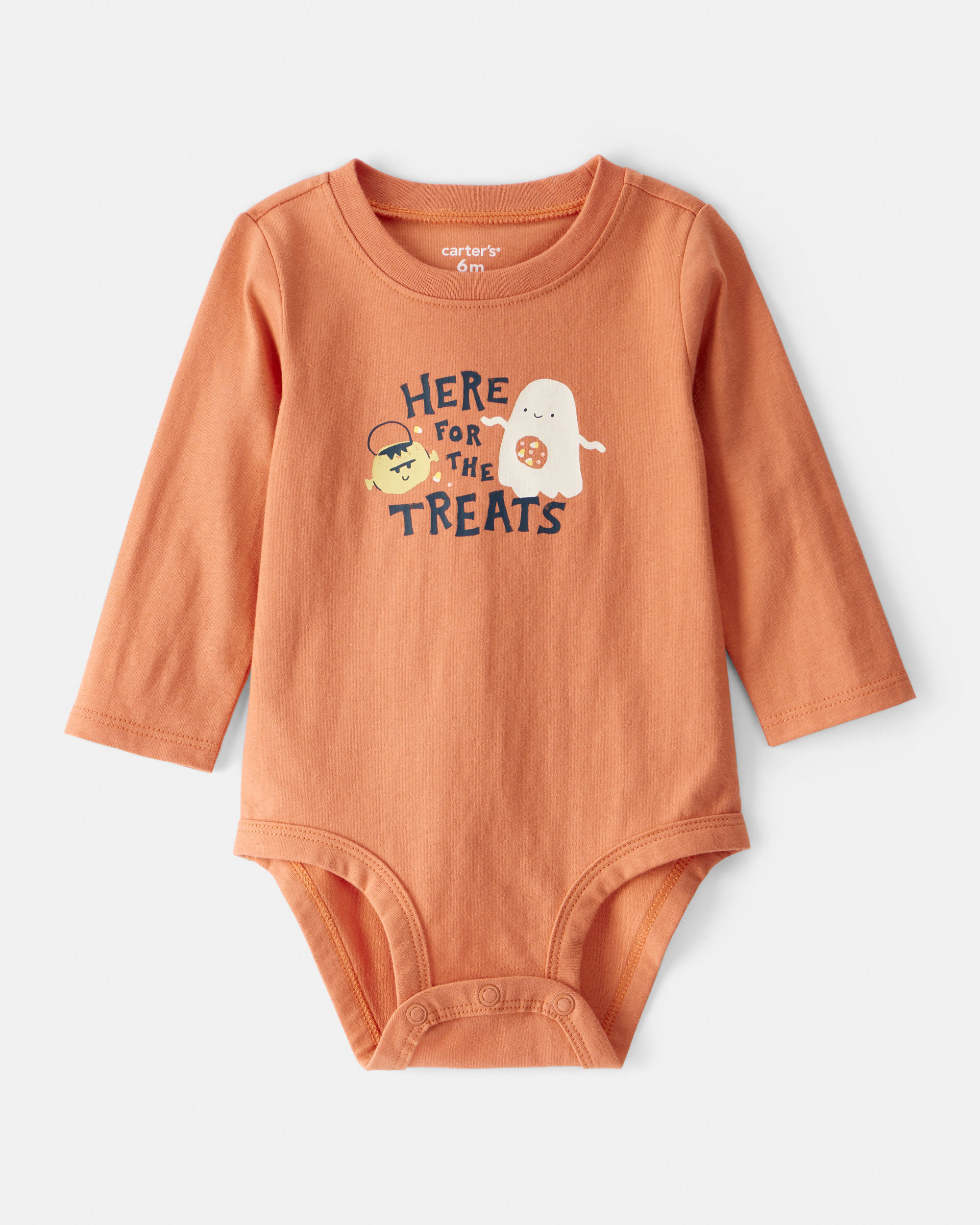 Baby Cotton Long-Sleeve Graphic Bodysuit - Brown