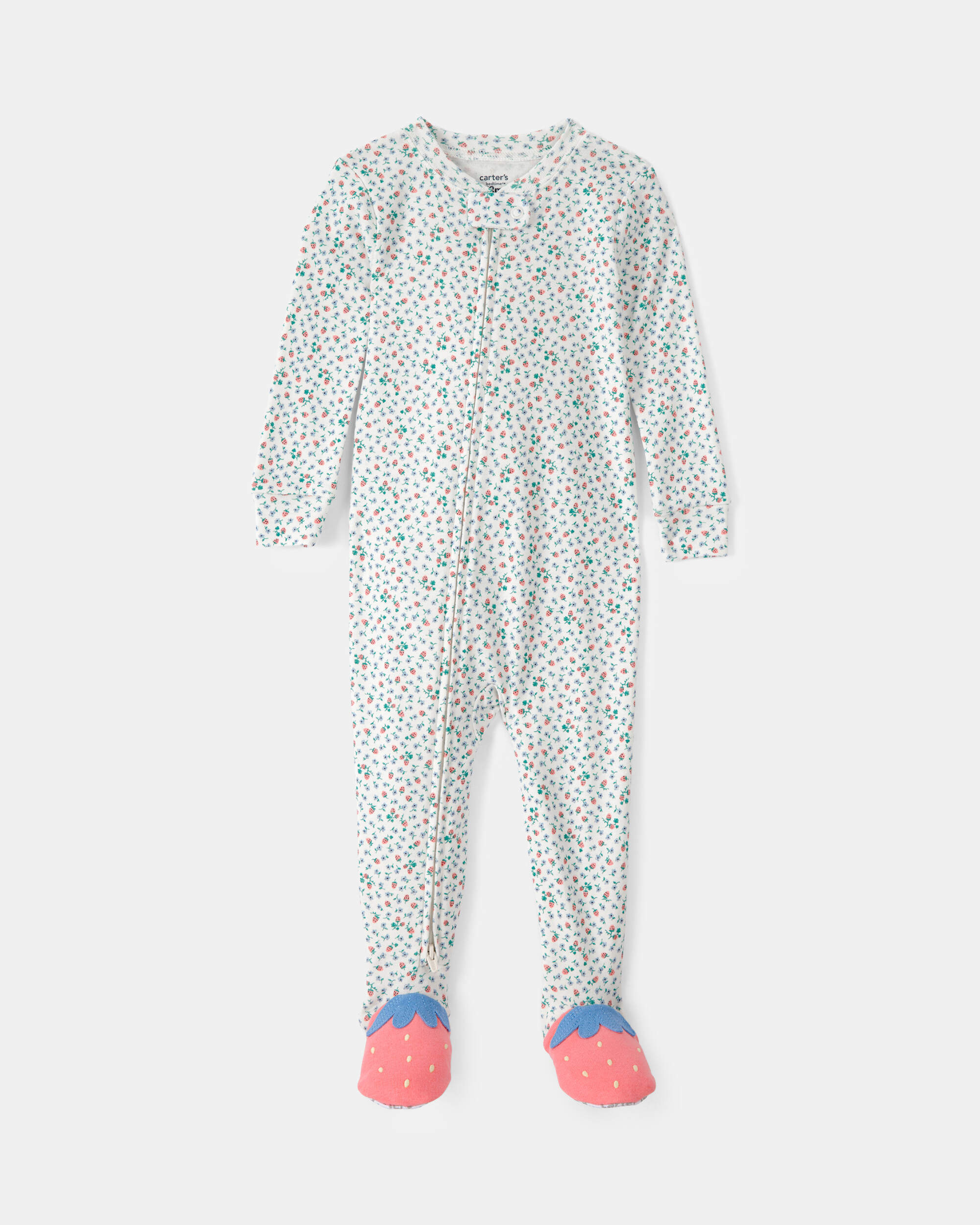 Toddler Girl Strawberry 100% Cotton Snug Fit 1-Piece Pyjama Set