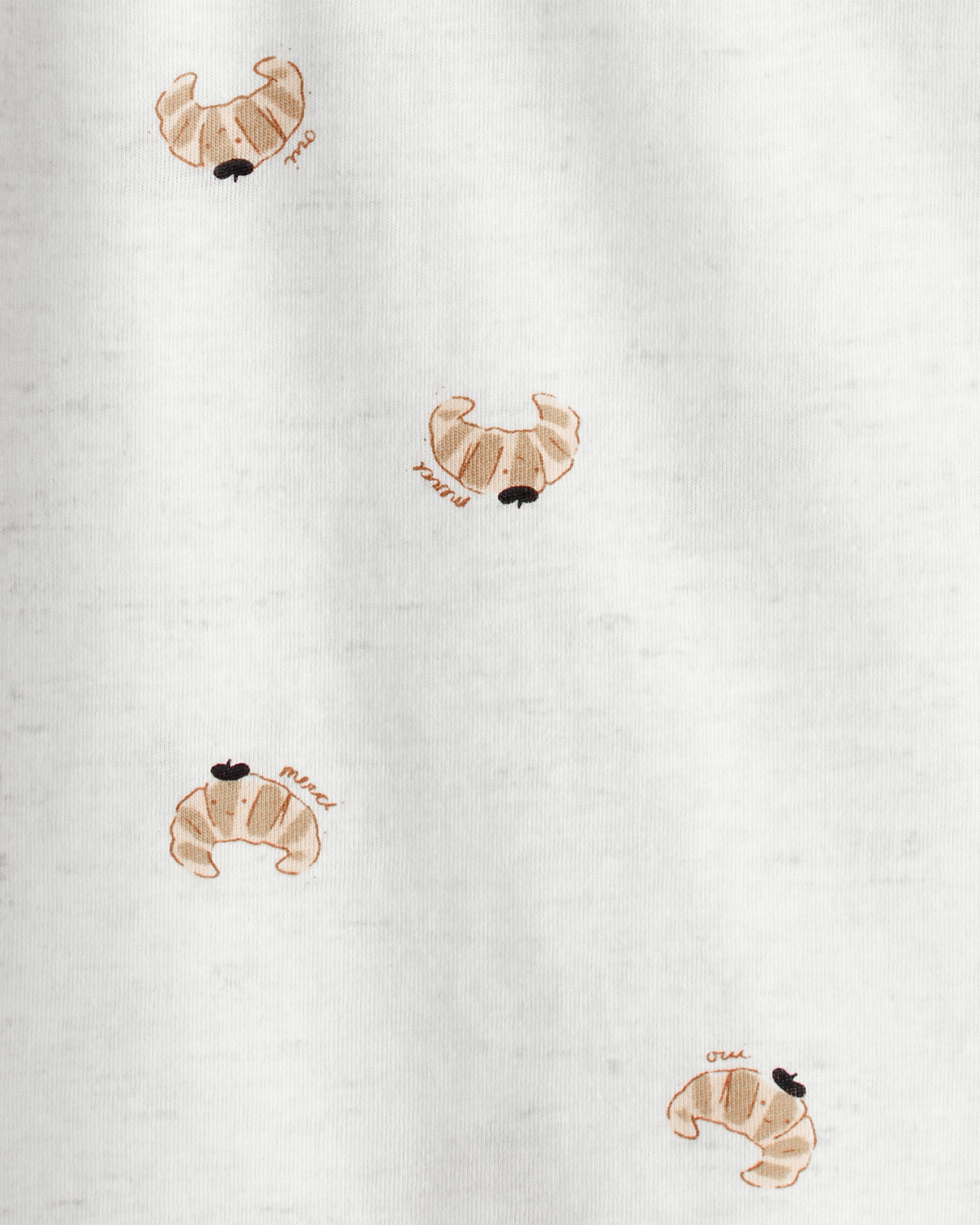 Toddler Girl  Croissant Print Long Sleeve Tee - Cream