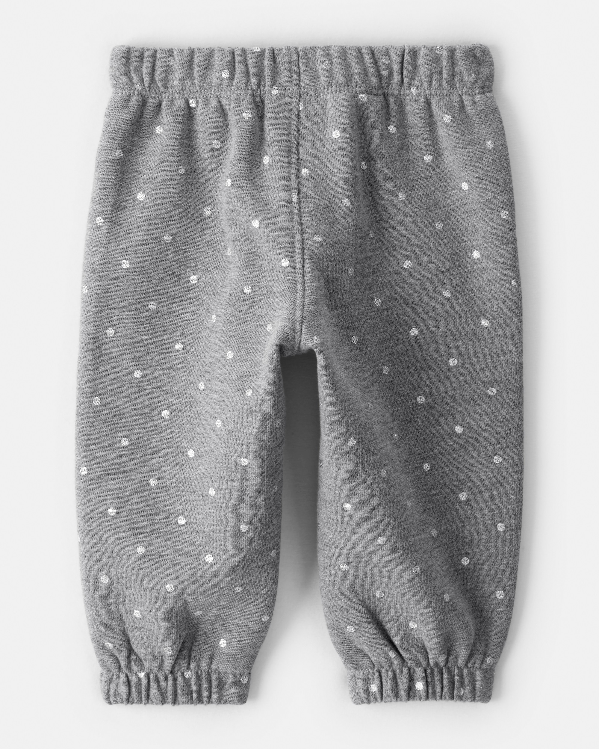Baby Girl Polka Dot Fleece Pants - Grey