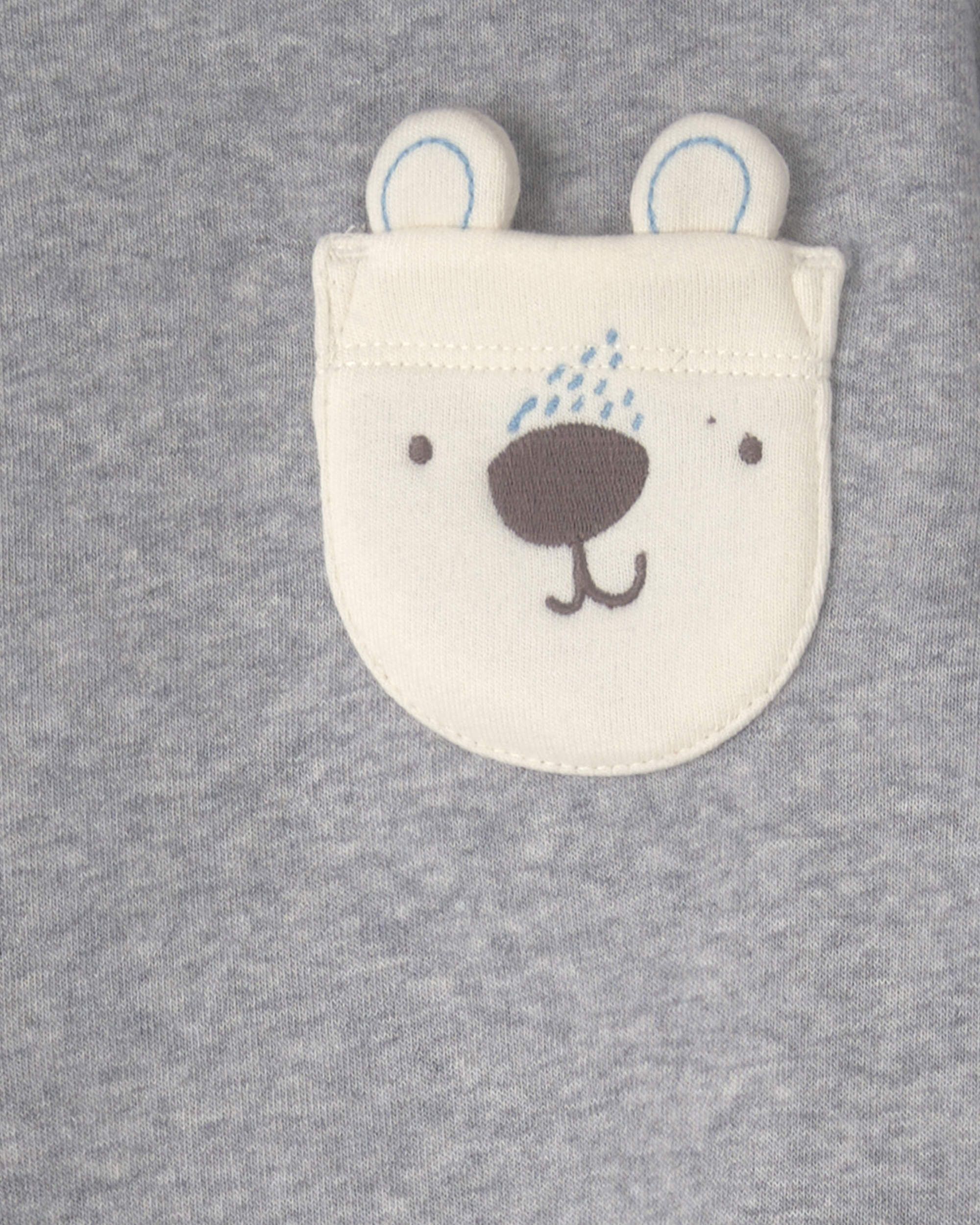 Baby Boy 2-Piece Polar Bear Fleece Hooded Top & Pant Set - gray/Blue