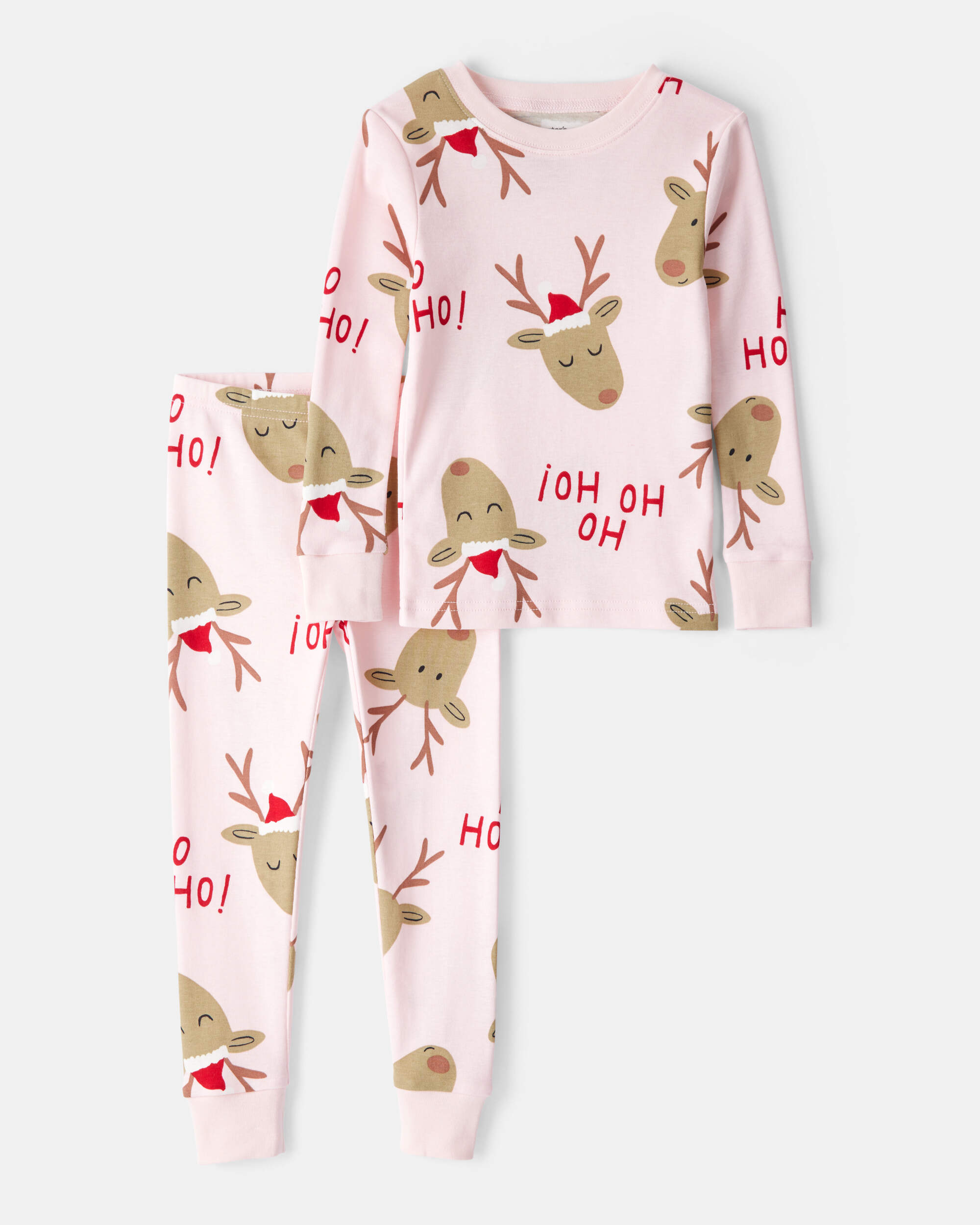 Toddler Reindeer Snug Fit 2-Piece Pyjamas - Pink