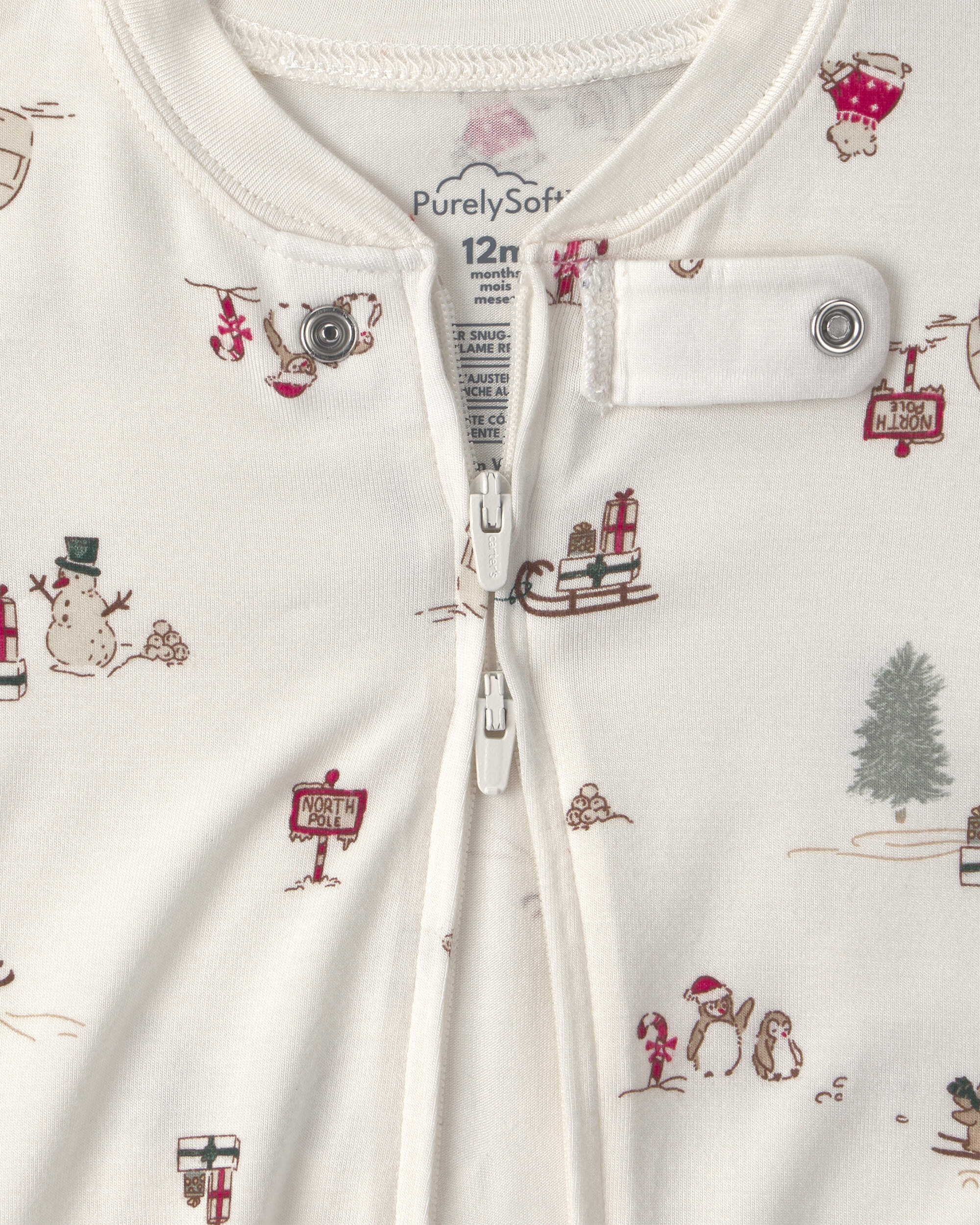Baby 1-Piece North Pole Christmas PurelySoft™ Snug Fit Pyjama - Cream