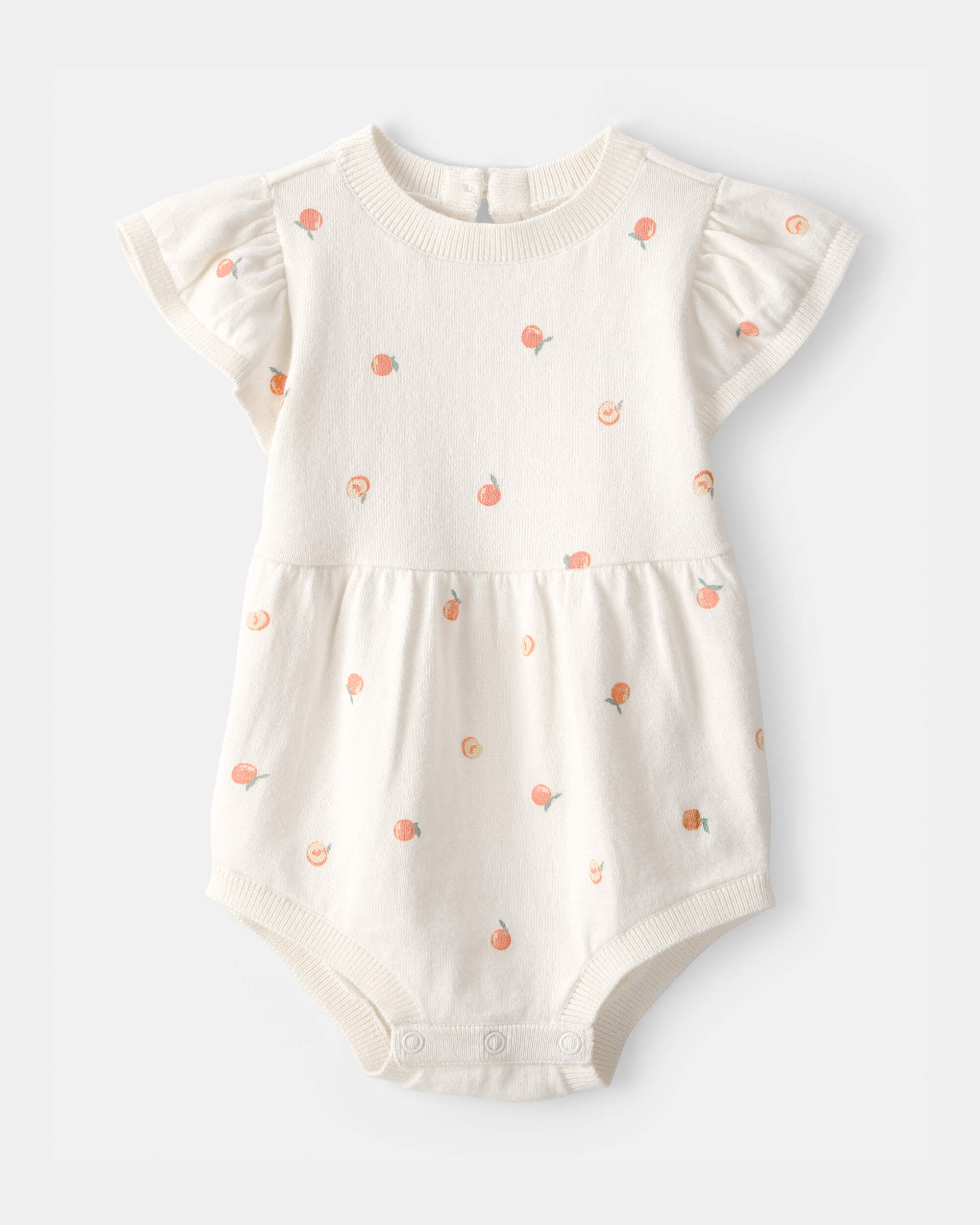 Baby Girl Peach Romper - Ivory