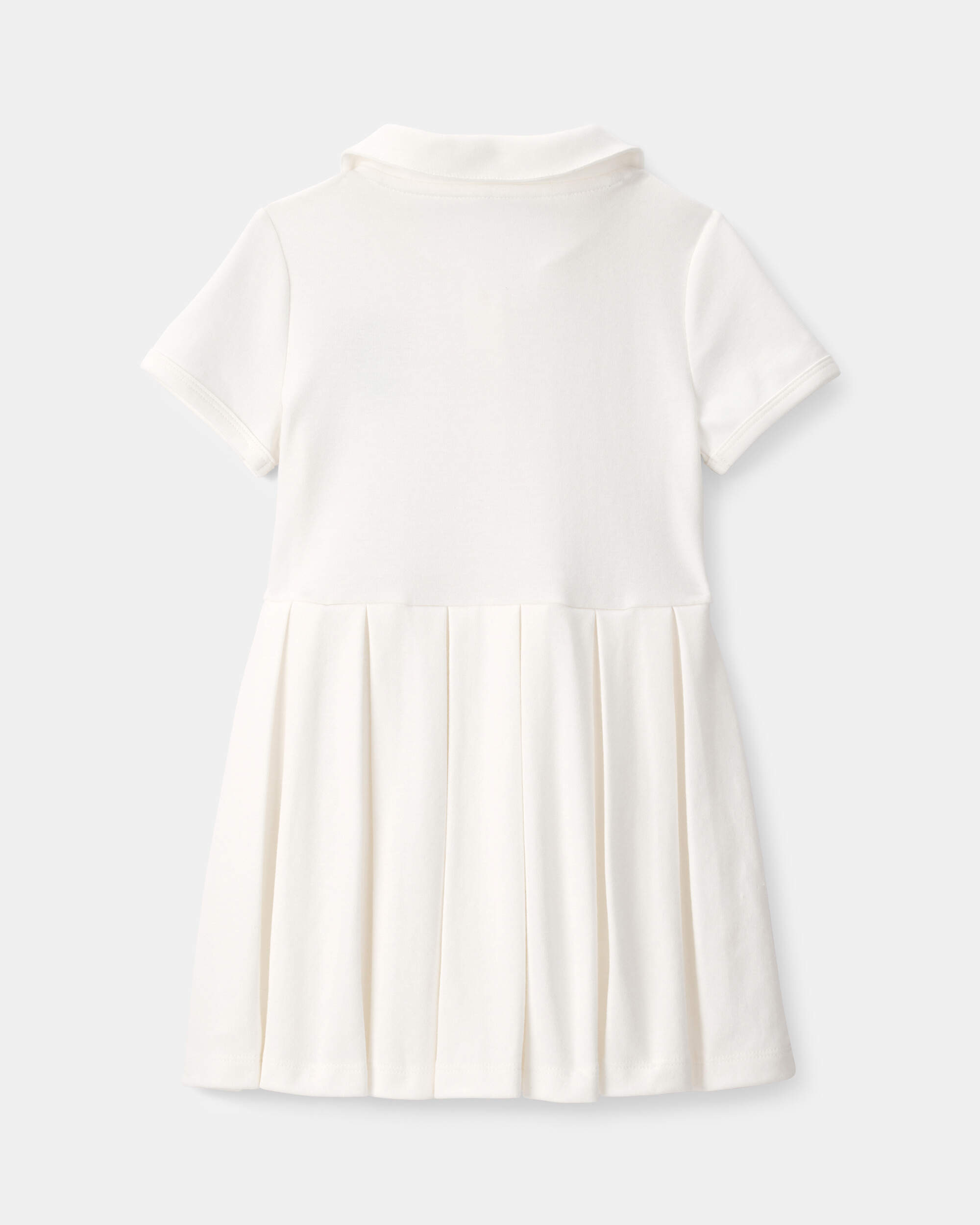Toddler Girl Pleated Tennis Dress - Ivory
