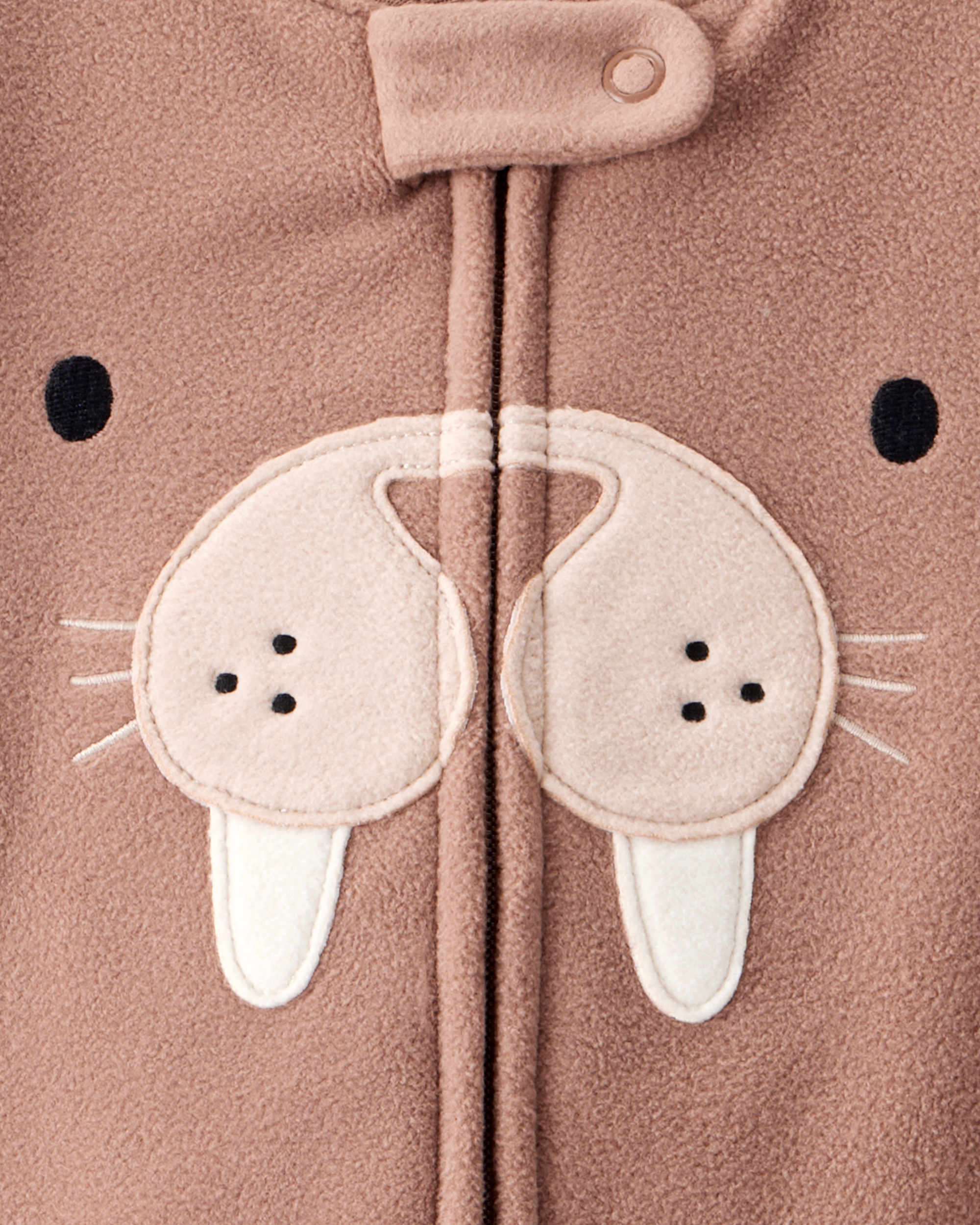 Baby Boy Walrus Loose Fit 2-Way Zip 1-Piece pyjamas - Brown