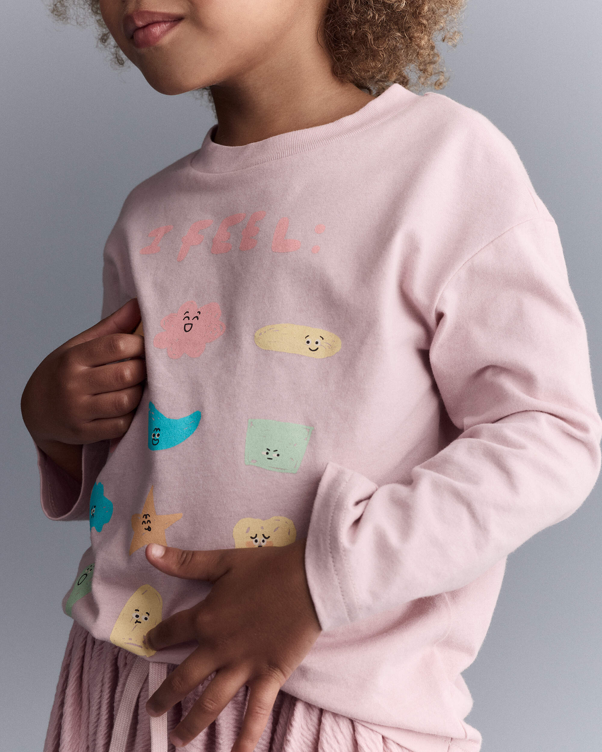 Toddler Girl 'I Feel' Long-Sleeve Relaxed Graphic Tee - Rose