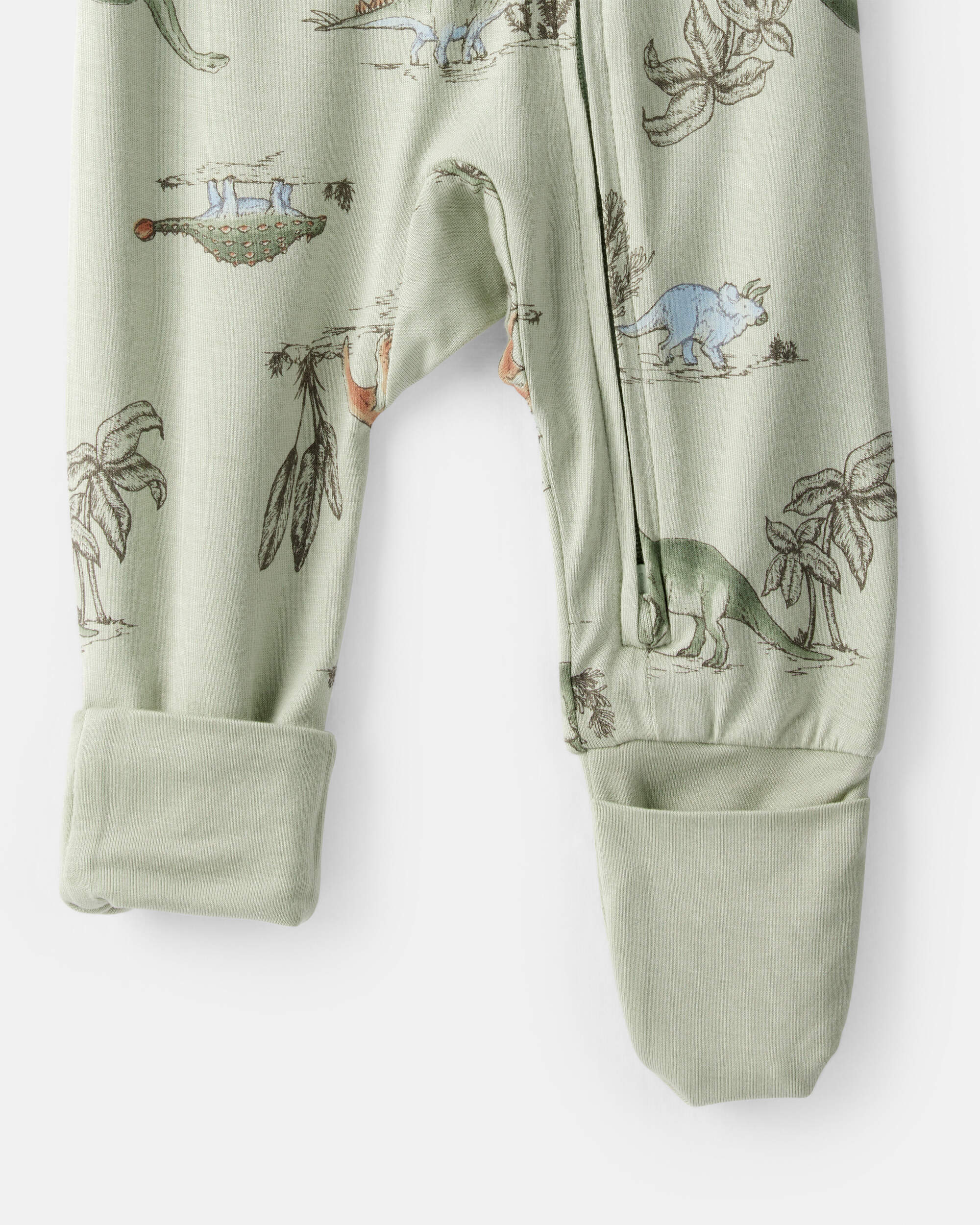 Baby Boy Dinosaur Print PurelySoft Long-Sleeve Sleeper - Green