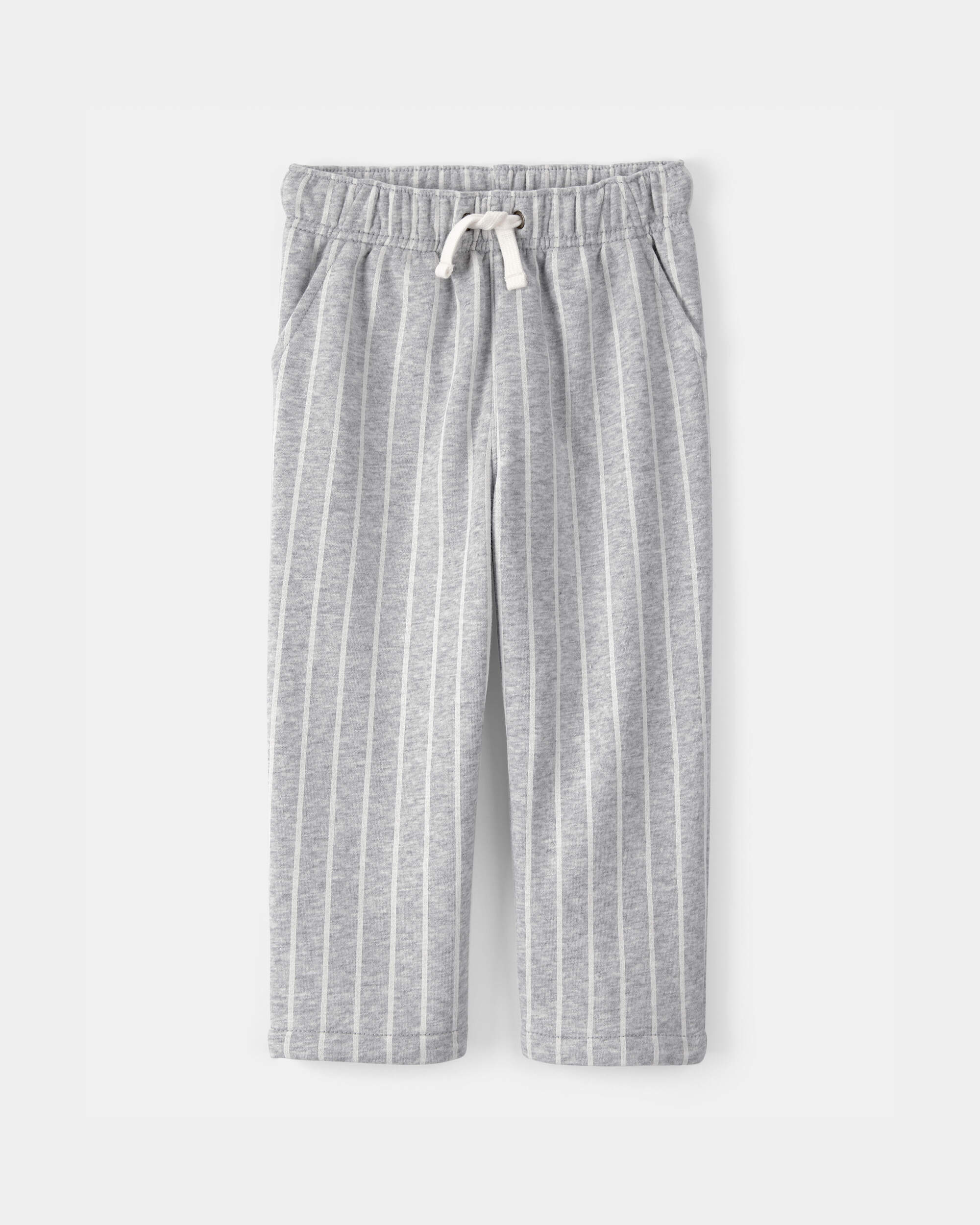 Toddler Striped French Terry Pants - Grey/White