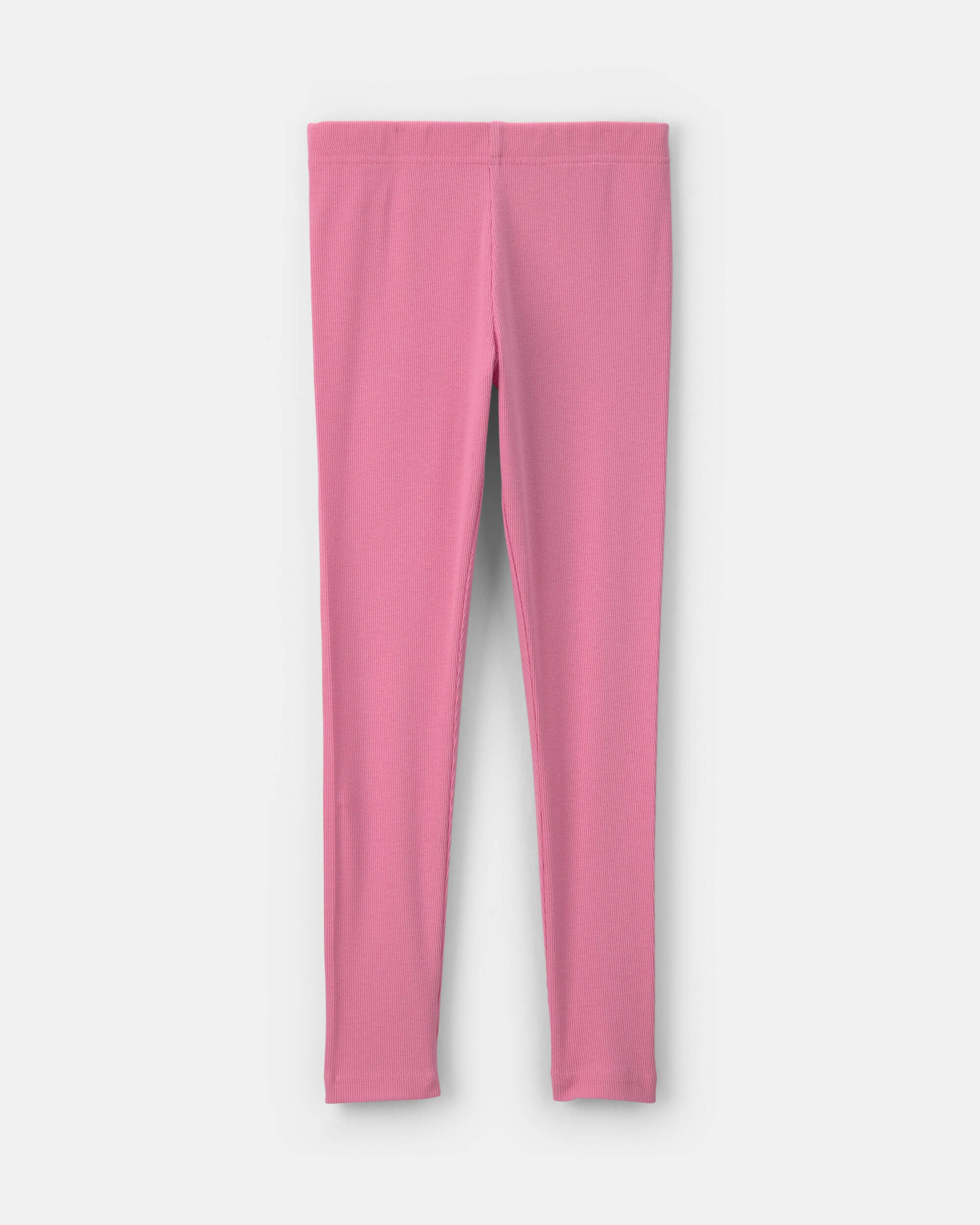 Girls Pull-On Stretch Rib Leggings - Pink