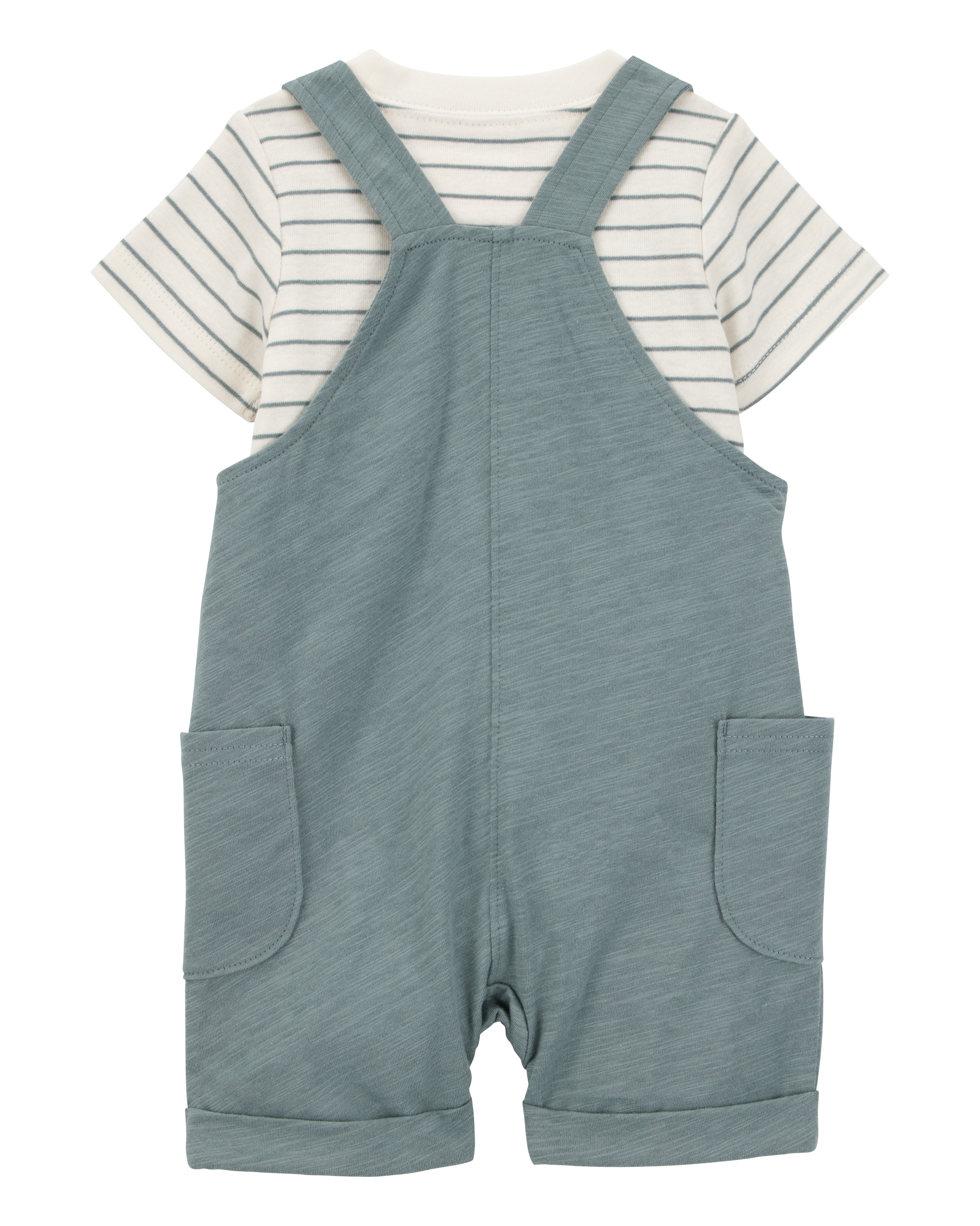 Baby 3-Piece Striped Shortall Set - Blue