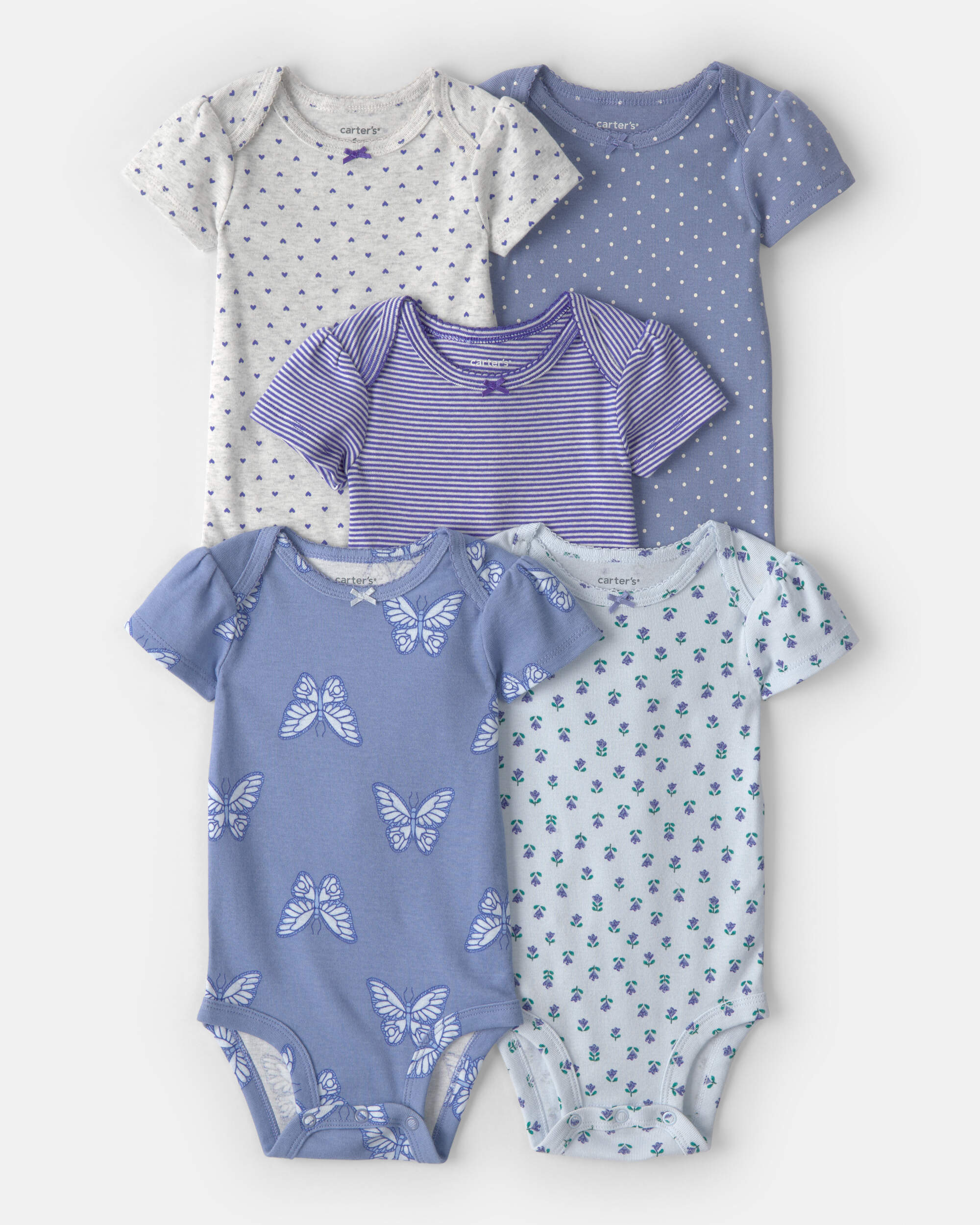Baby 5-Pack Butterfly Short-Sleeve Bodysuits