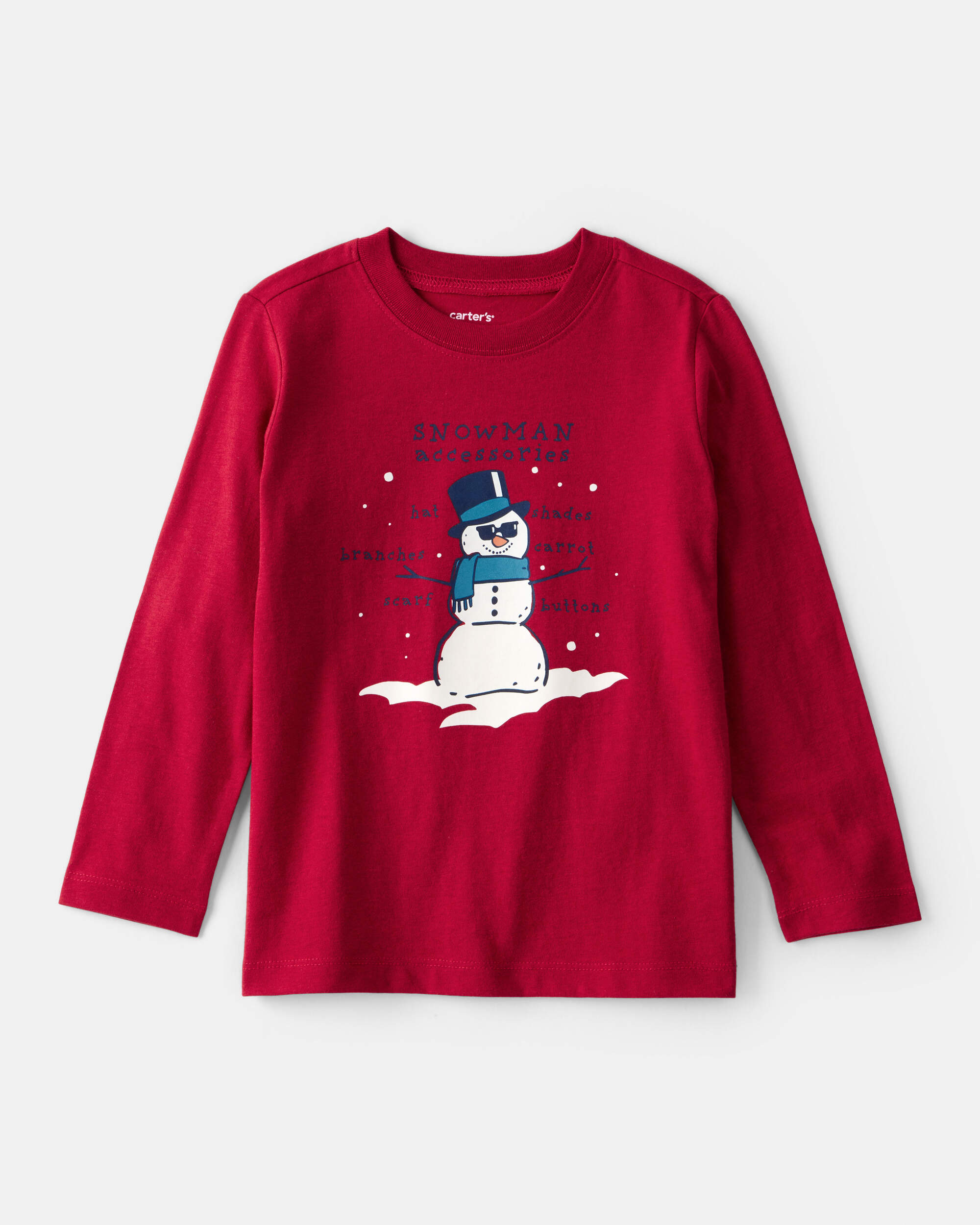Toddler Boy Snowman Long-Sleeve Graphic Tee - Red