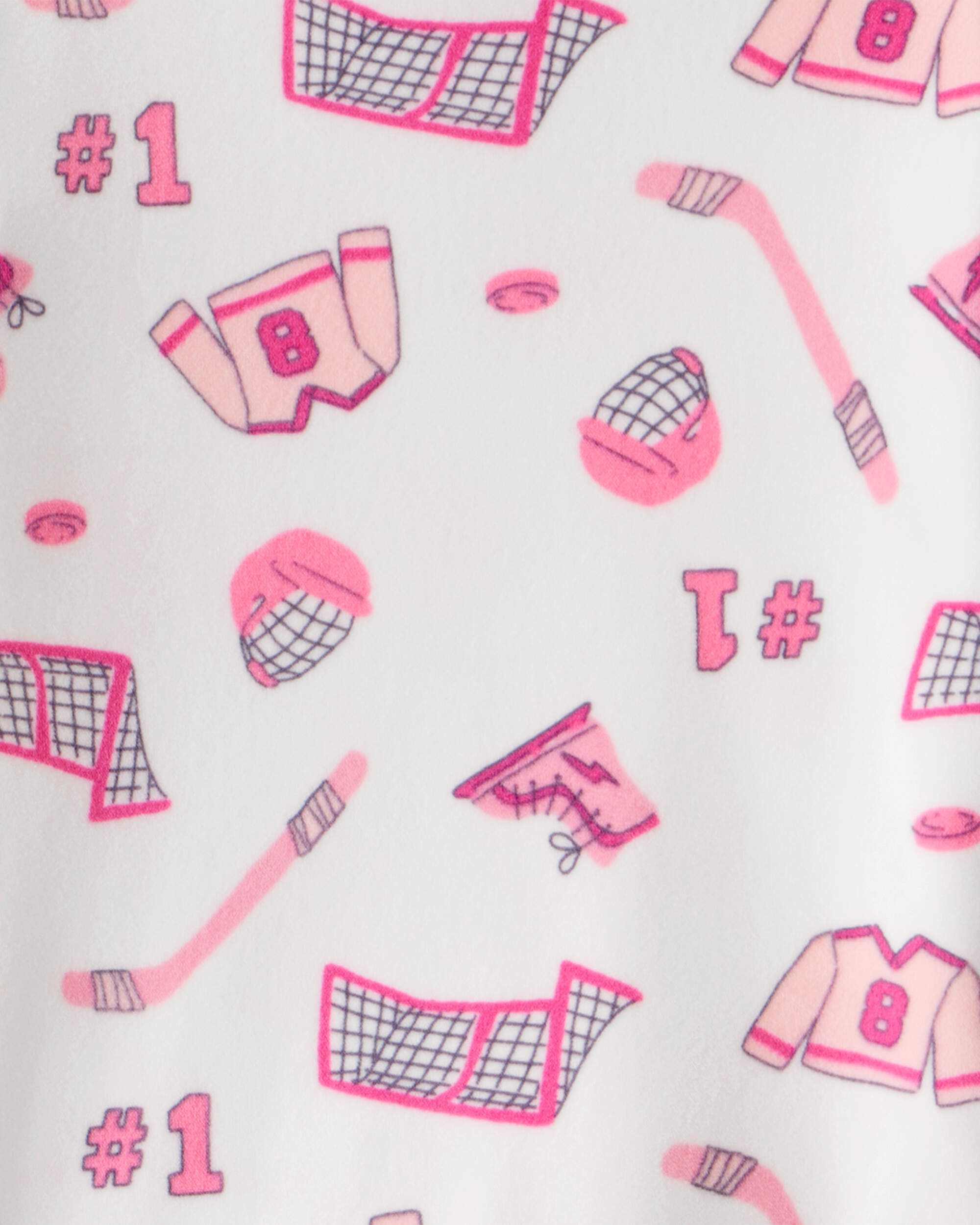 Toddler Girl Hockey Print Fleece Long-Sleeve 2-Piece Pyjamas – Pink