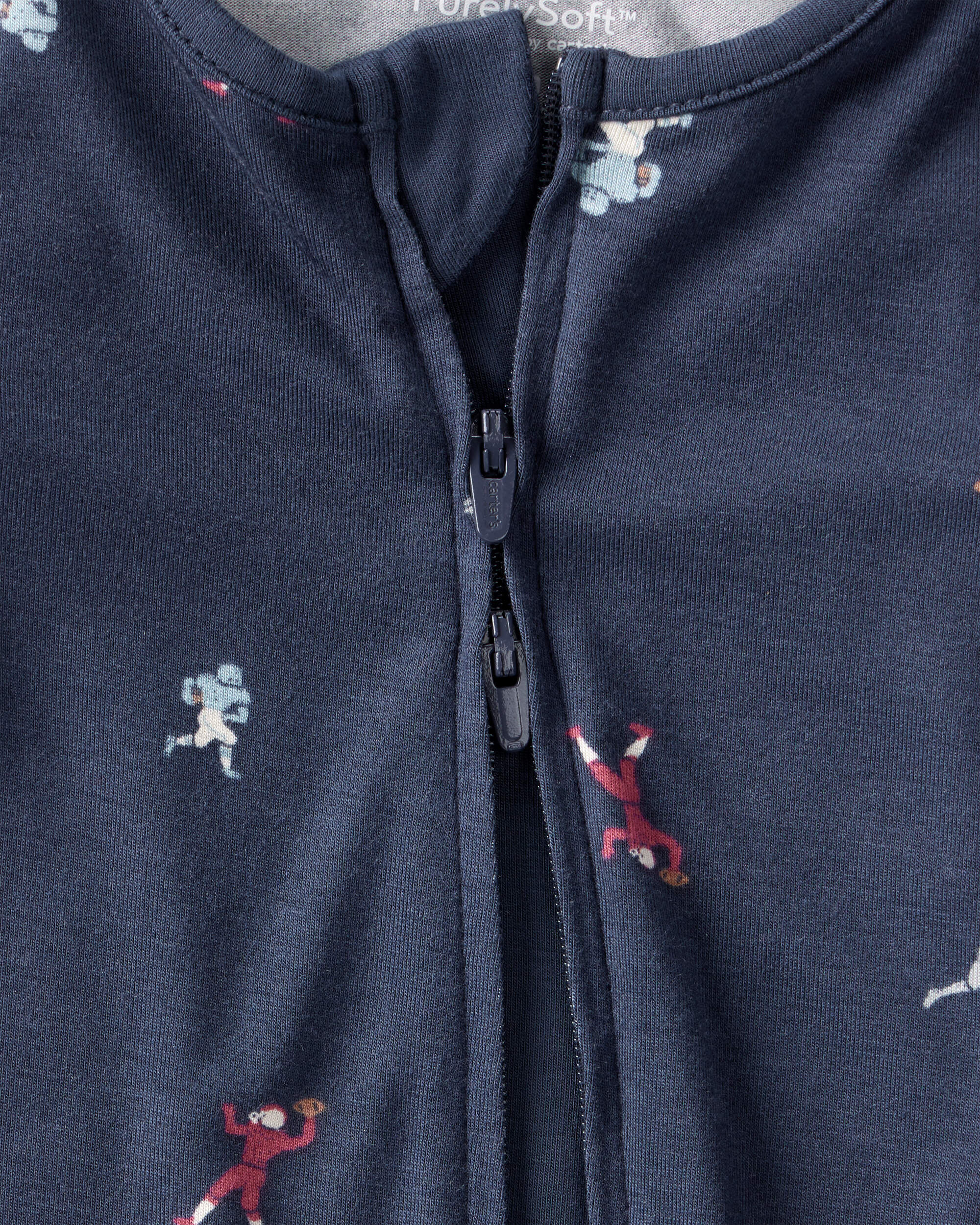 Baby Boy Football Print PurelySoft Long-Sleeve Sleeper - Blue