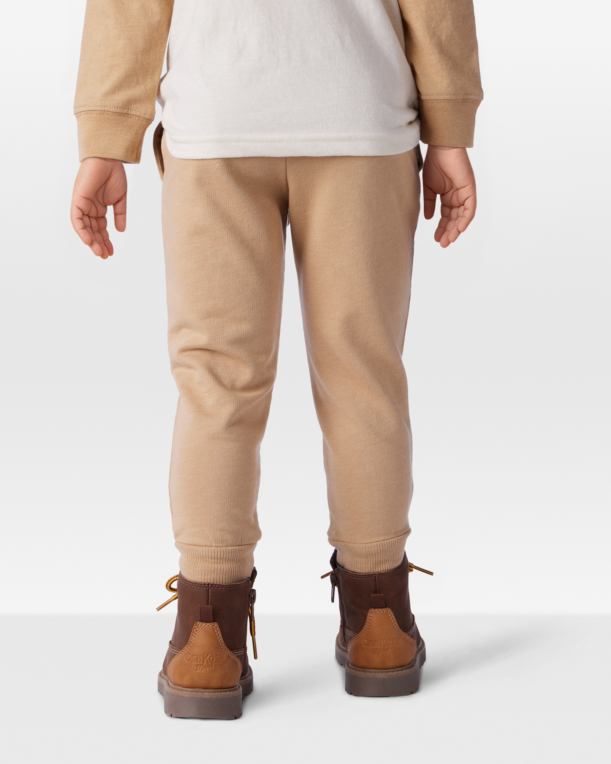 Toddler Boy Construction French Terry Jogger - Tan