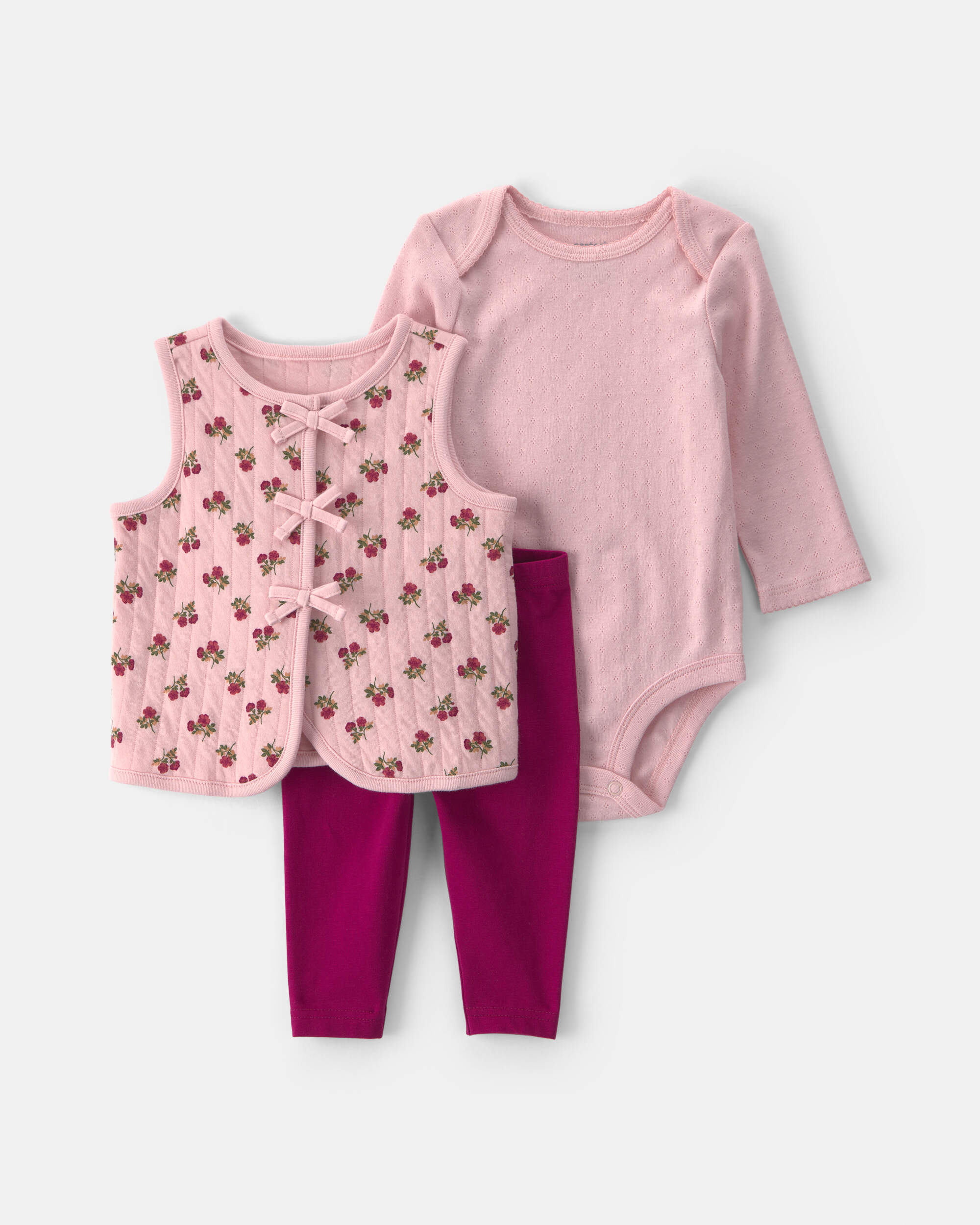 Baby Girl 3-Piece Floral Layering Set - Pink