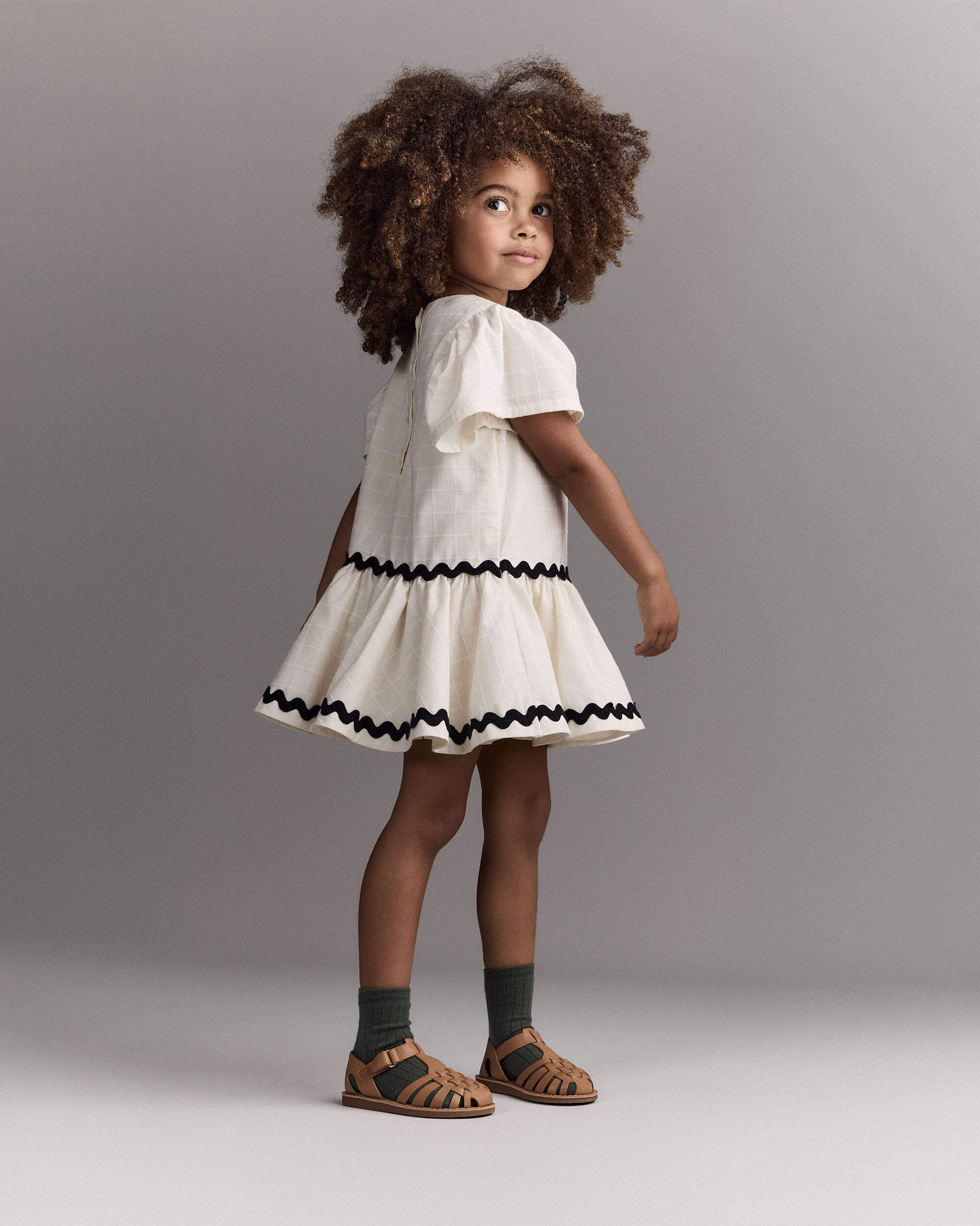 Toddler Girl Short-Sleeve Peplum Dress - Cream