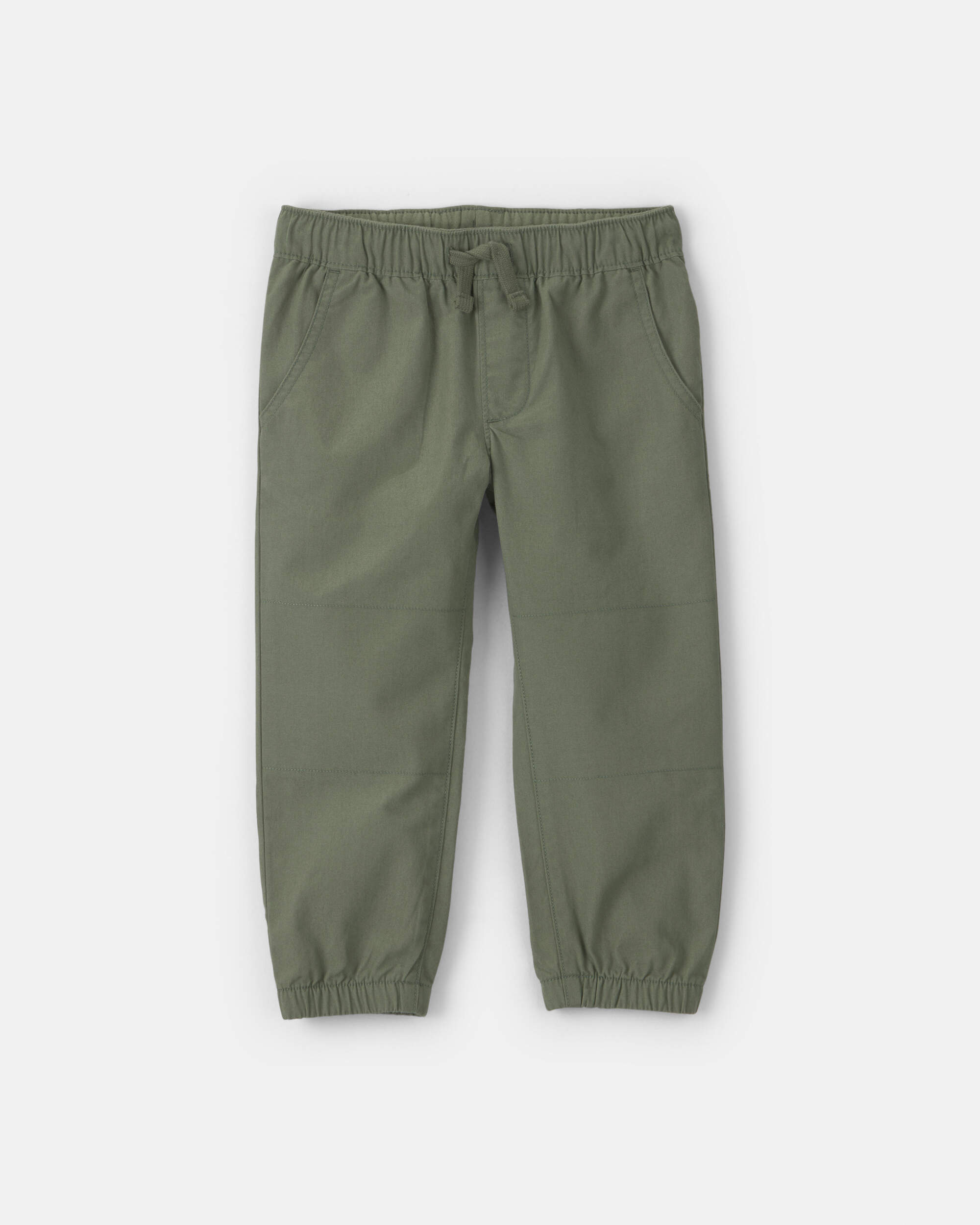 Toddler Boy Canvas Joggers - Olive Green