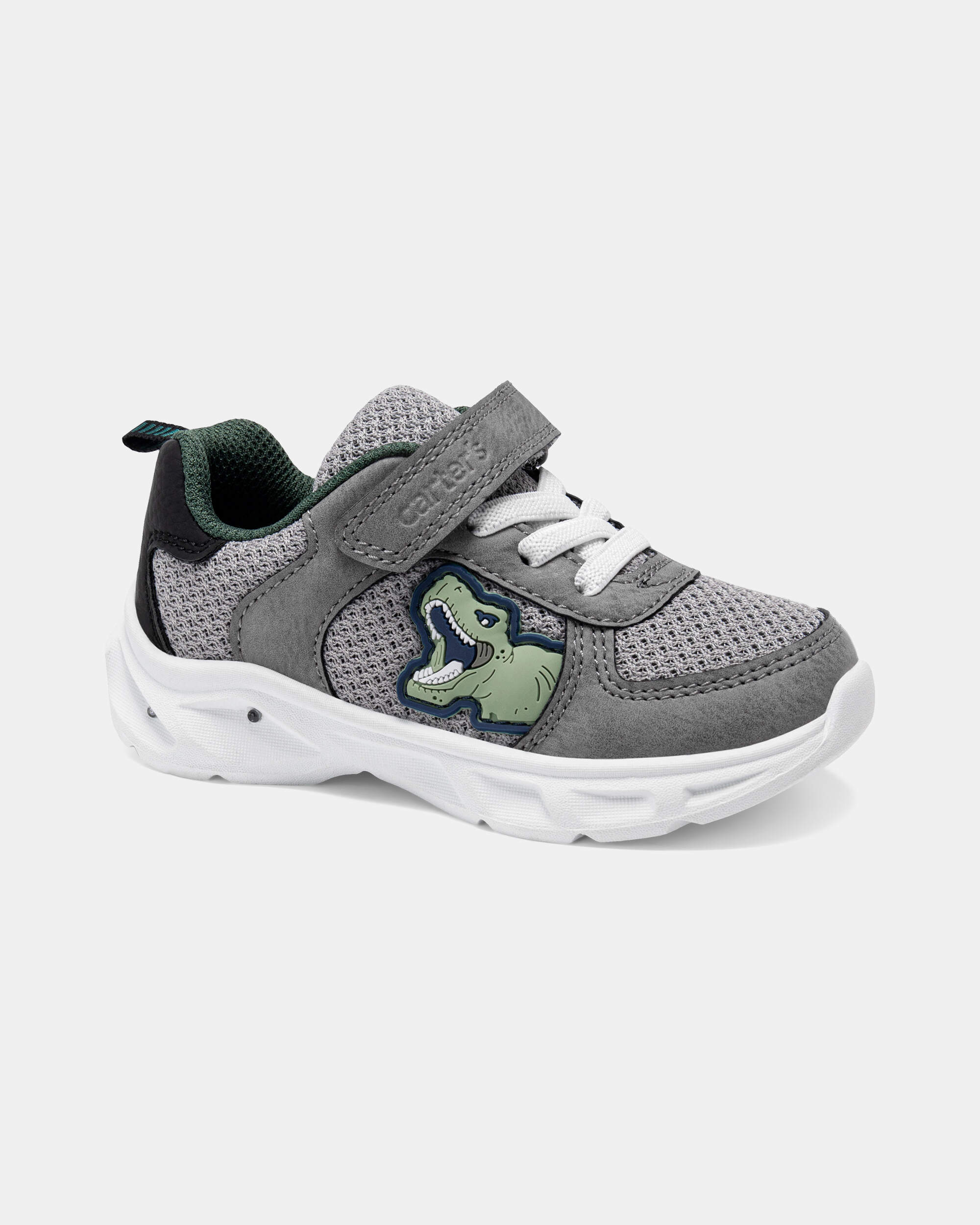 Toddler Boy Dinosaur Athletic Sneakers - Grey/White