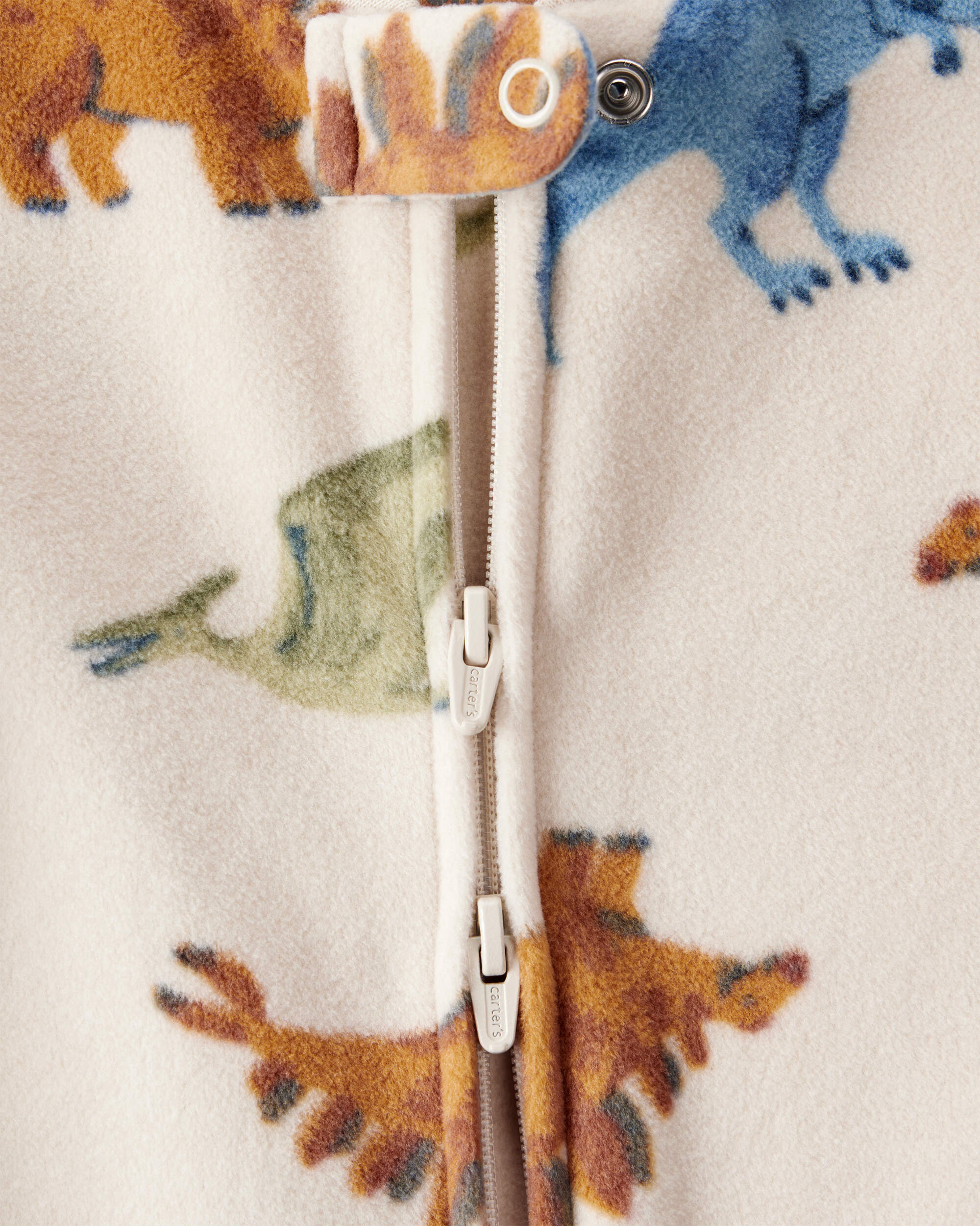 Baby Boy Dinosaur Print Loose Fit Long-Sleeve Sleeper - White