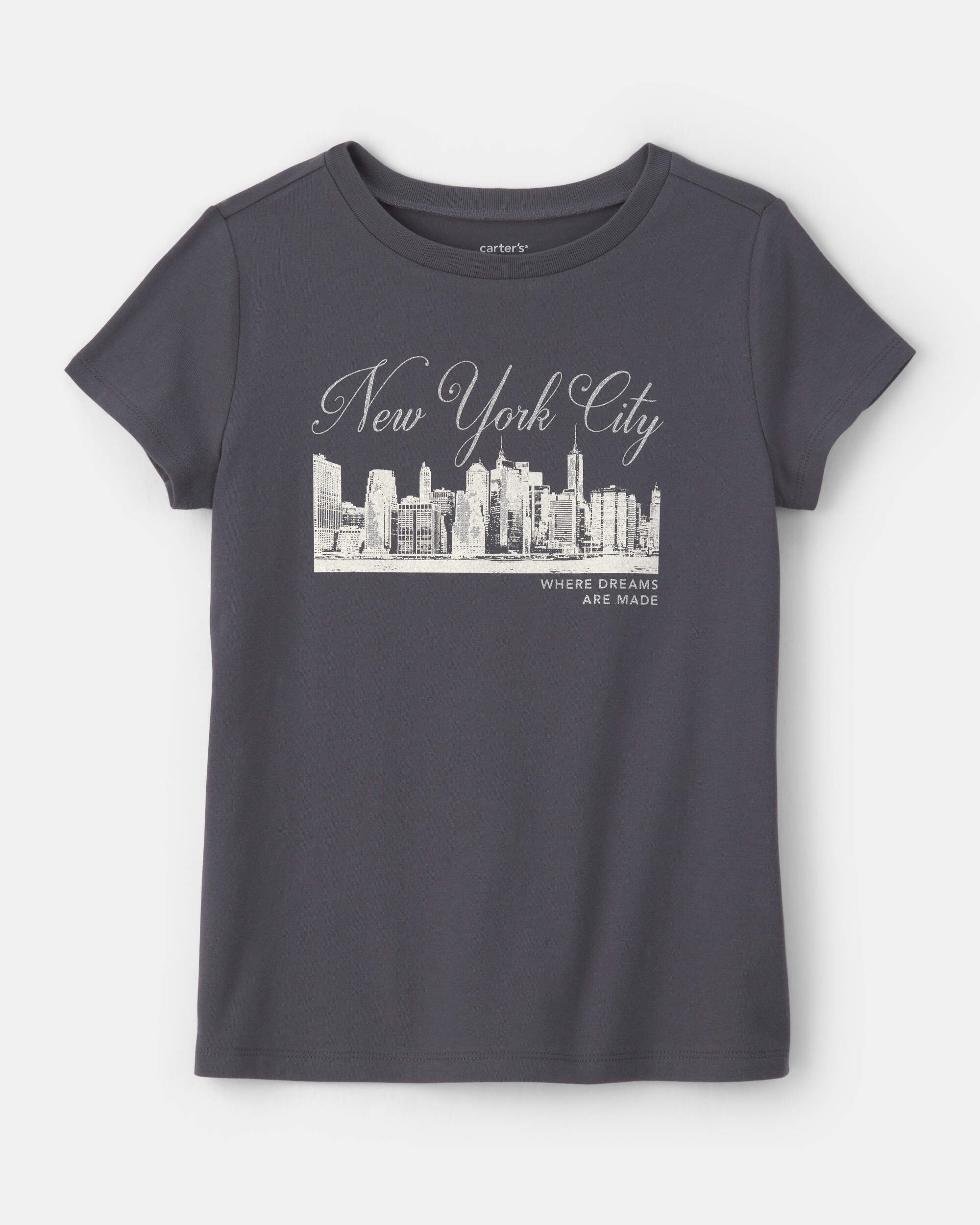 Girls 'New York City' Graphic Tee - Dark Grey