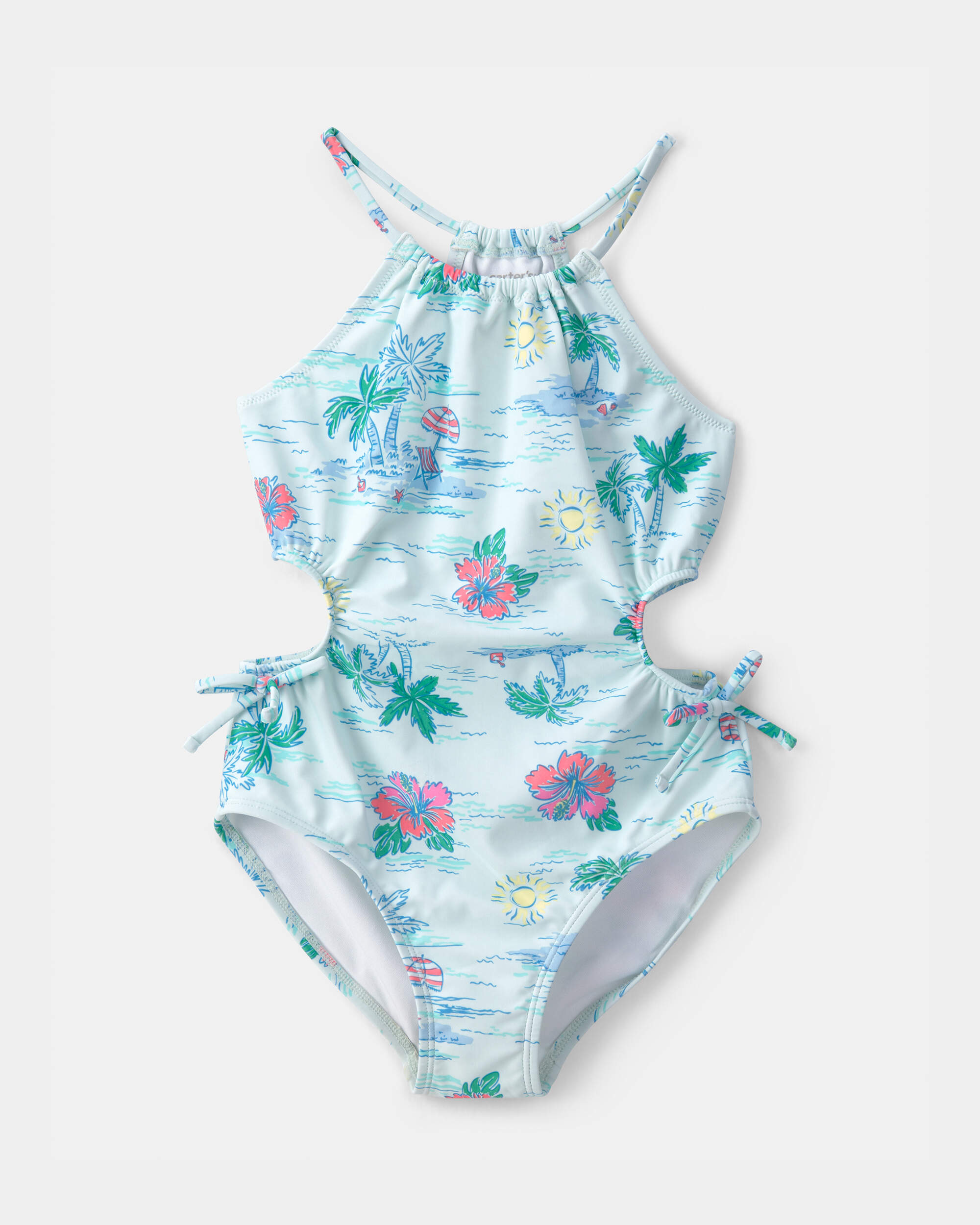 Girls Beach  Sleeveless 1-Piece Swimsuit - Blue