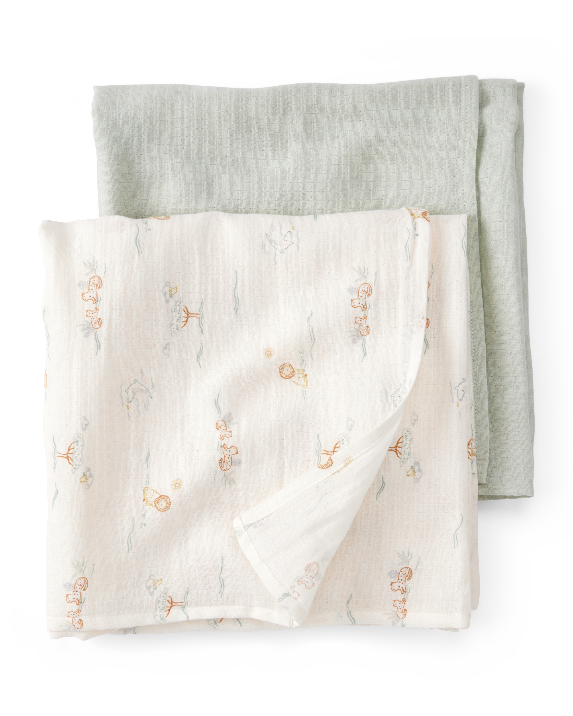 2-Pack Lion Print Muslin Swaddle Blankets