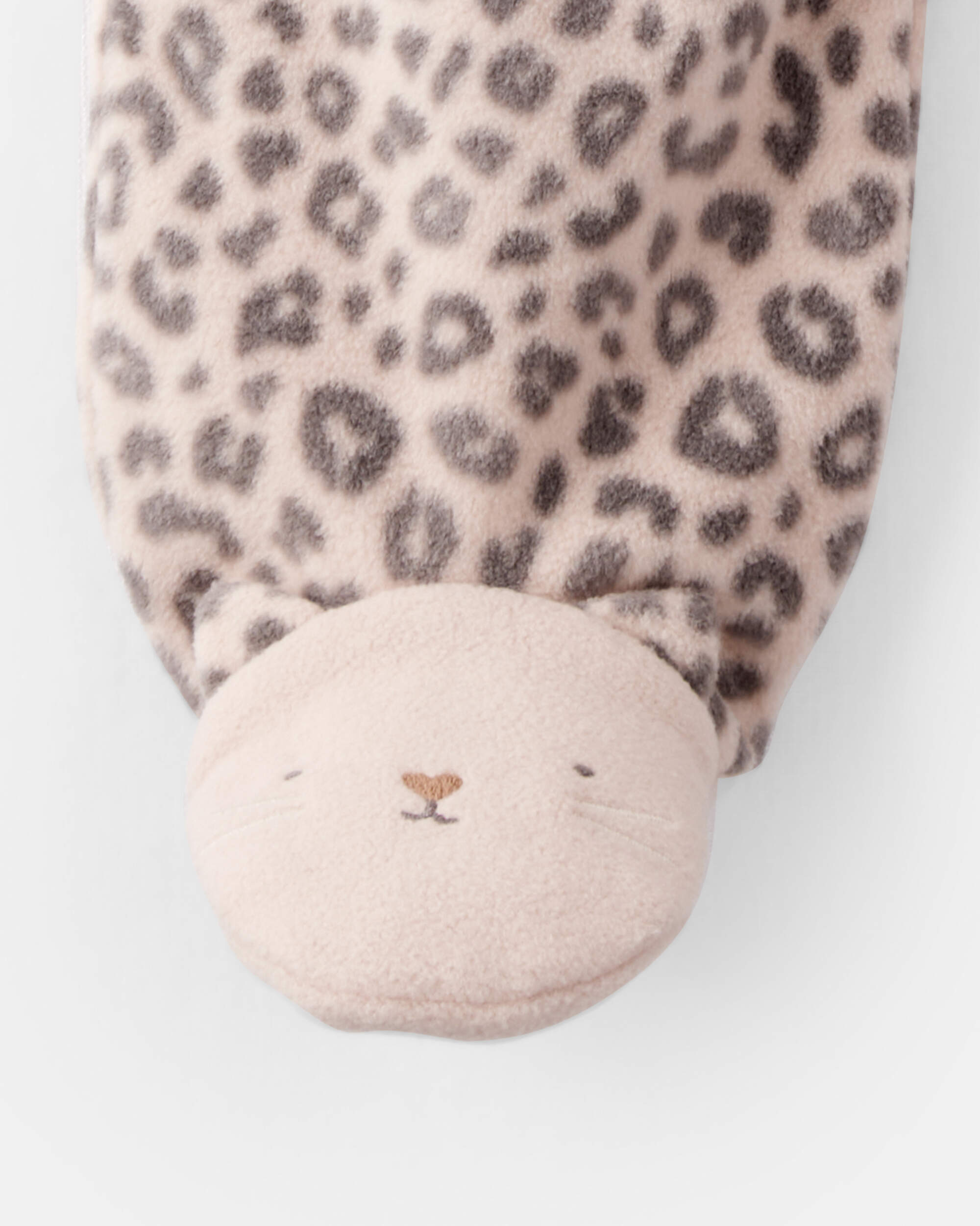 Baby Girl Leopard Print Loose Fit Long-Sleeve Sleeper - Cream/Brown