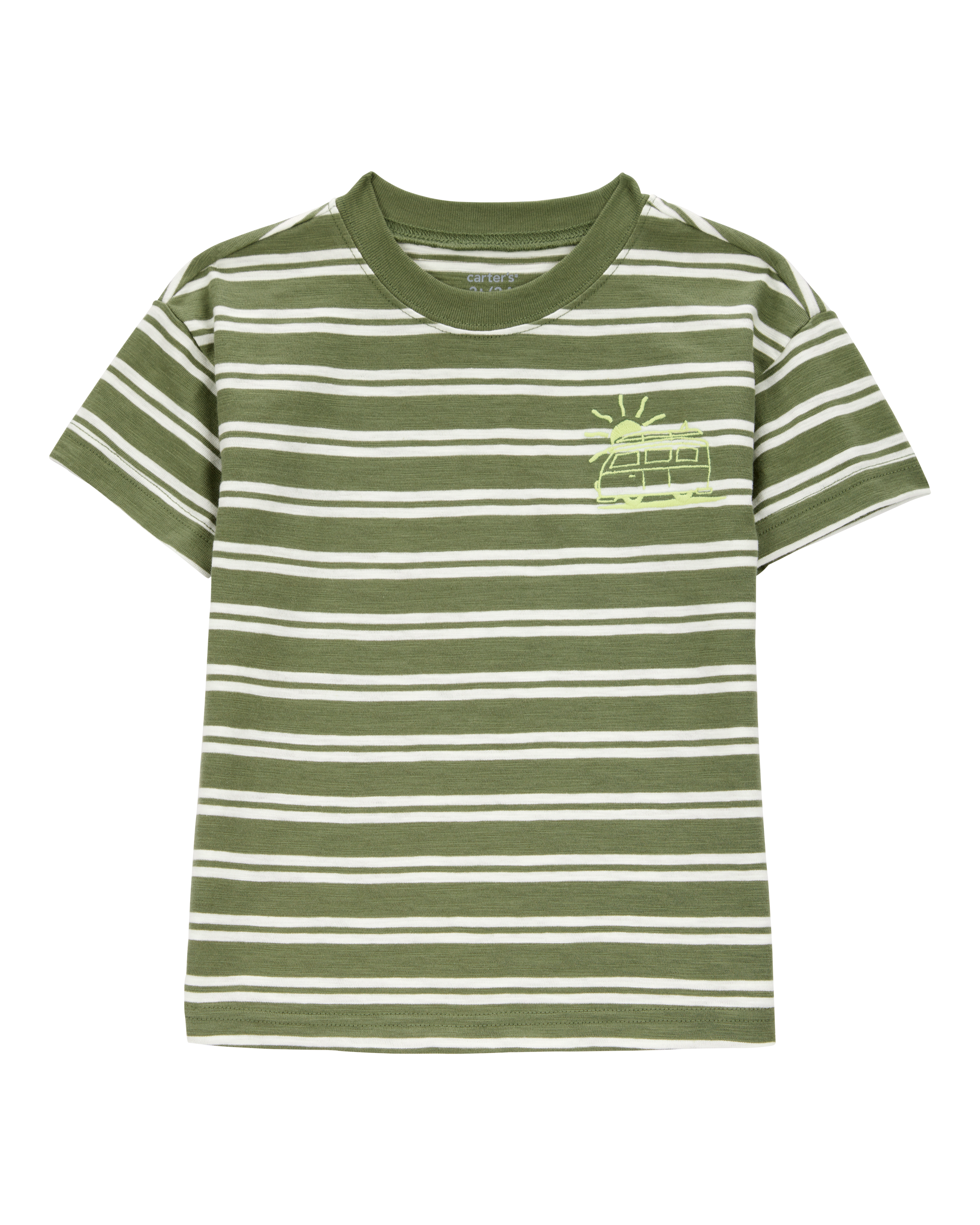 Baby Sun Striped Cotton Short-Sleeve Tee - Green