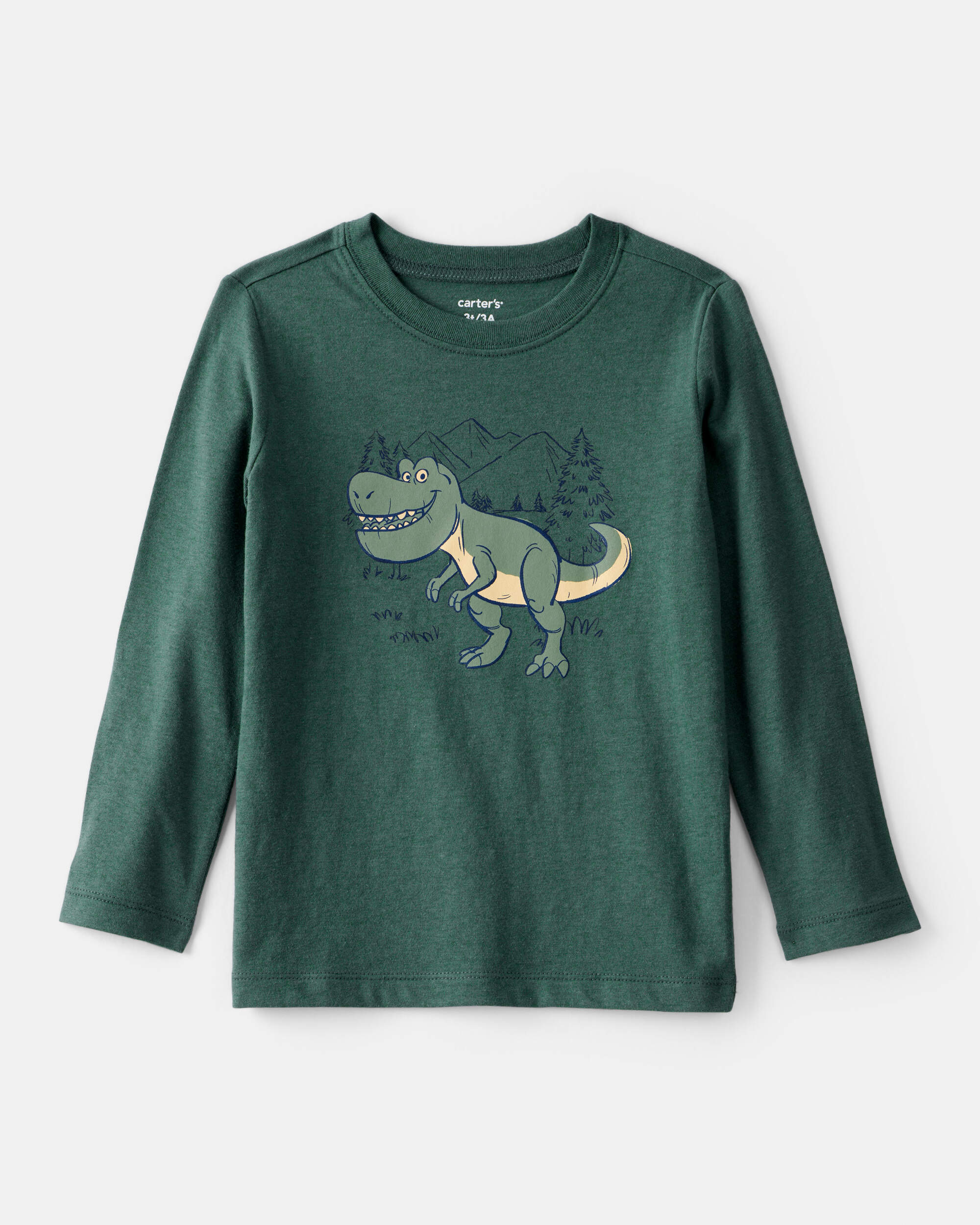 Toddler Boy Dinosaur Long-Sleeve Graphic Tee - Green